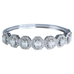 IGI 14k 3.92 Carat Diamond Antique Art Deco Bangle Bracelet