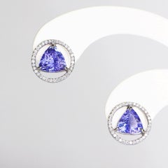 *NRP* IGI 14k 4,00 Karat Tansanit&Diamanten Antike Ohrstecker im Art déco-Stil