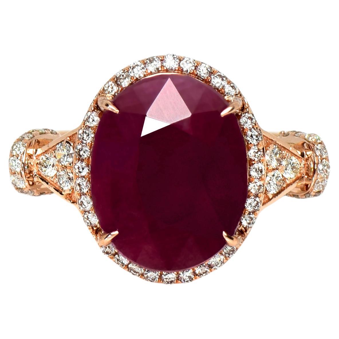 *NRP* IGI 14K 6.49 Ct Natural Unheated Ruby Antique Art Deco Engagement ...