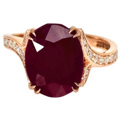 *NRP* IGI 14K 7.05 Ct Natural Unheated Ruby Antique Art Deco Engagement Ring