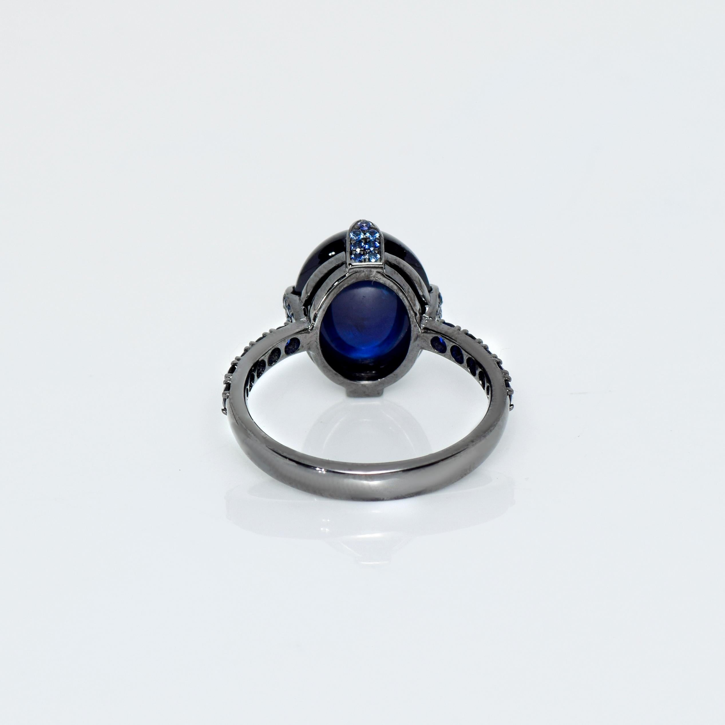 IGI 14k 7.25 Carat Blue Sapphire Antique Art Deco Engagement Ring For Sale 1