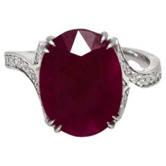 *NRP* IGI 14K 7.36 Ct Natural Unheated Ruby Antique Art Deco Engagement Ring
