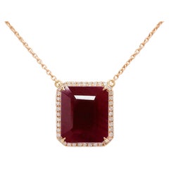*NRP* IGI 14K 7.92 Ct Natural Unheated Ruby Antique Pendant Necklace 