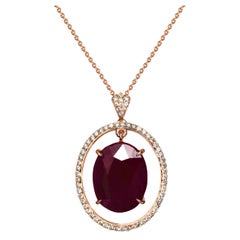 Collier pendentif ancien IGI 14 carats en rubis naturel non chauffé de 8,27 carats 
