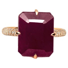 IGI 14k 9.83ct Natural Ruby 
Diamonds Antique Art Deco Engagement Ring