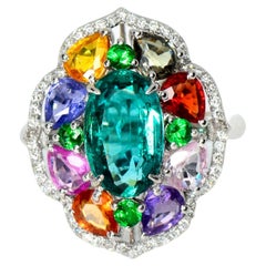 *NRP* IGI 18K 2.31 Carat Emerald &Sapphires Antique Art Deco Engagement Ring