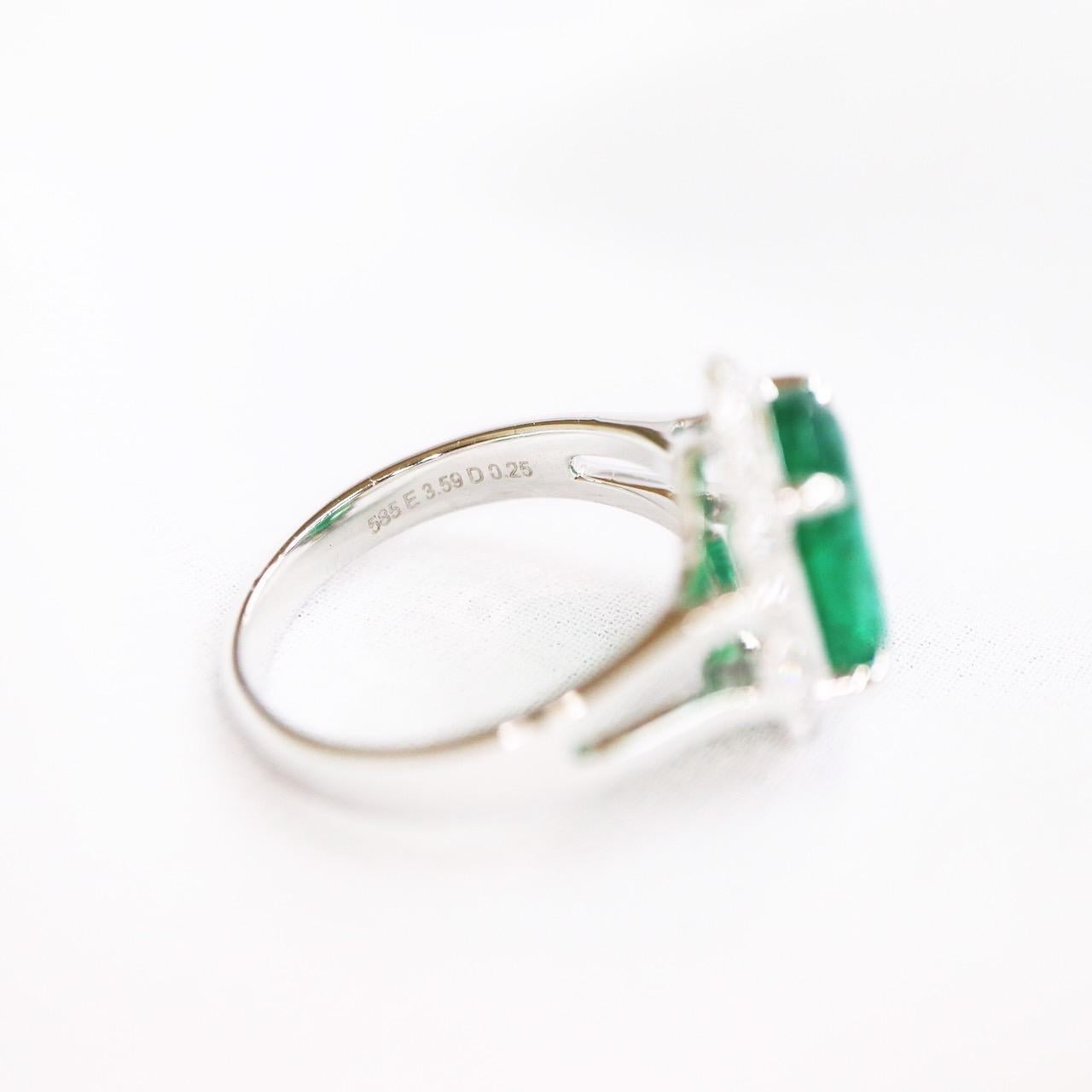 IGI 18K 3.59 C Emerald&Diamond Antique Art Deco Style Engagement Ring For Sale 5