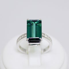 IGI 18k 5.17 Carat Tourmaline Antique Art Deco Style Engagement Ring
