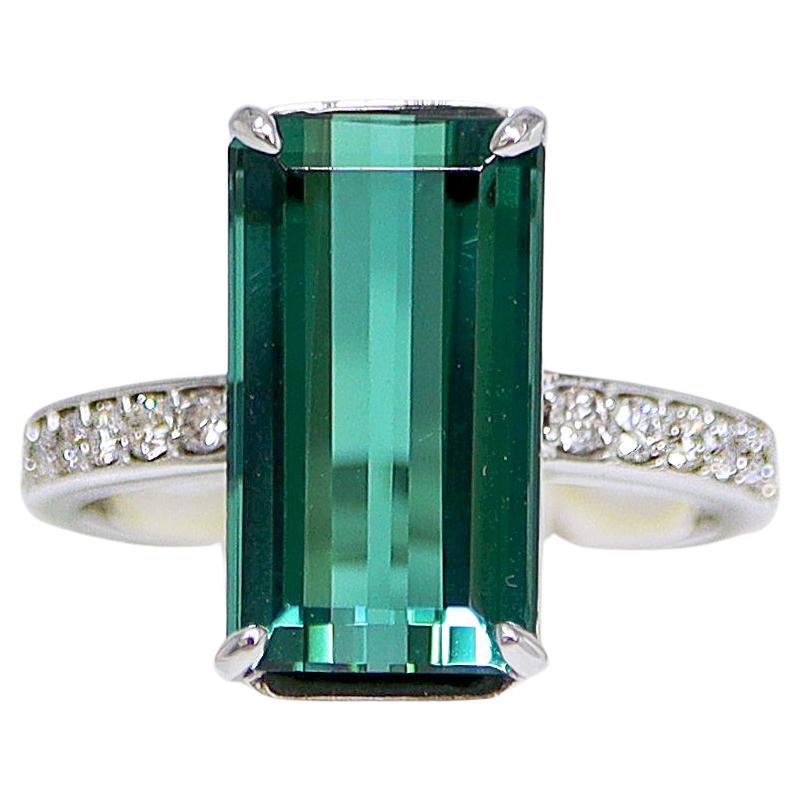 IGI 18k 5.17 Carat Tourmaline Antique Art Deco Style Engagement Ring
