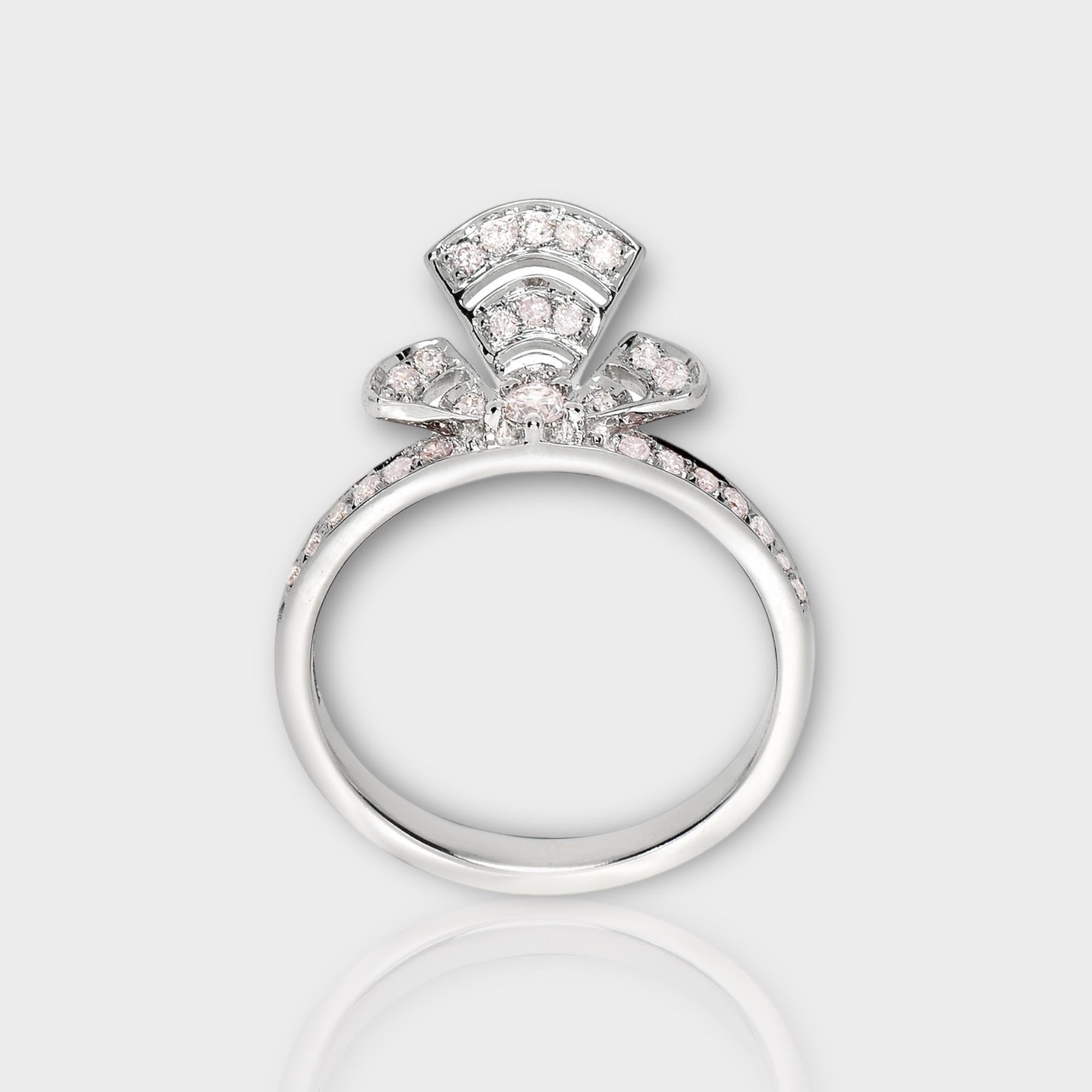 Contemporary IGI 14K 0.31 ct Natural Pink Diamonds Art Deco Design Engagement Ring For Sale