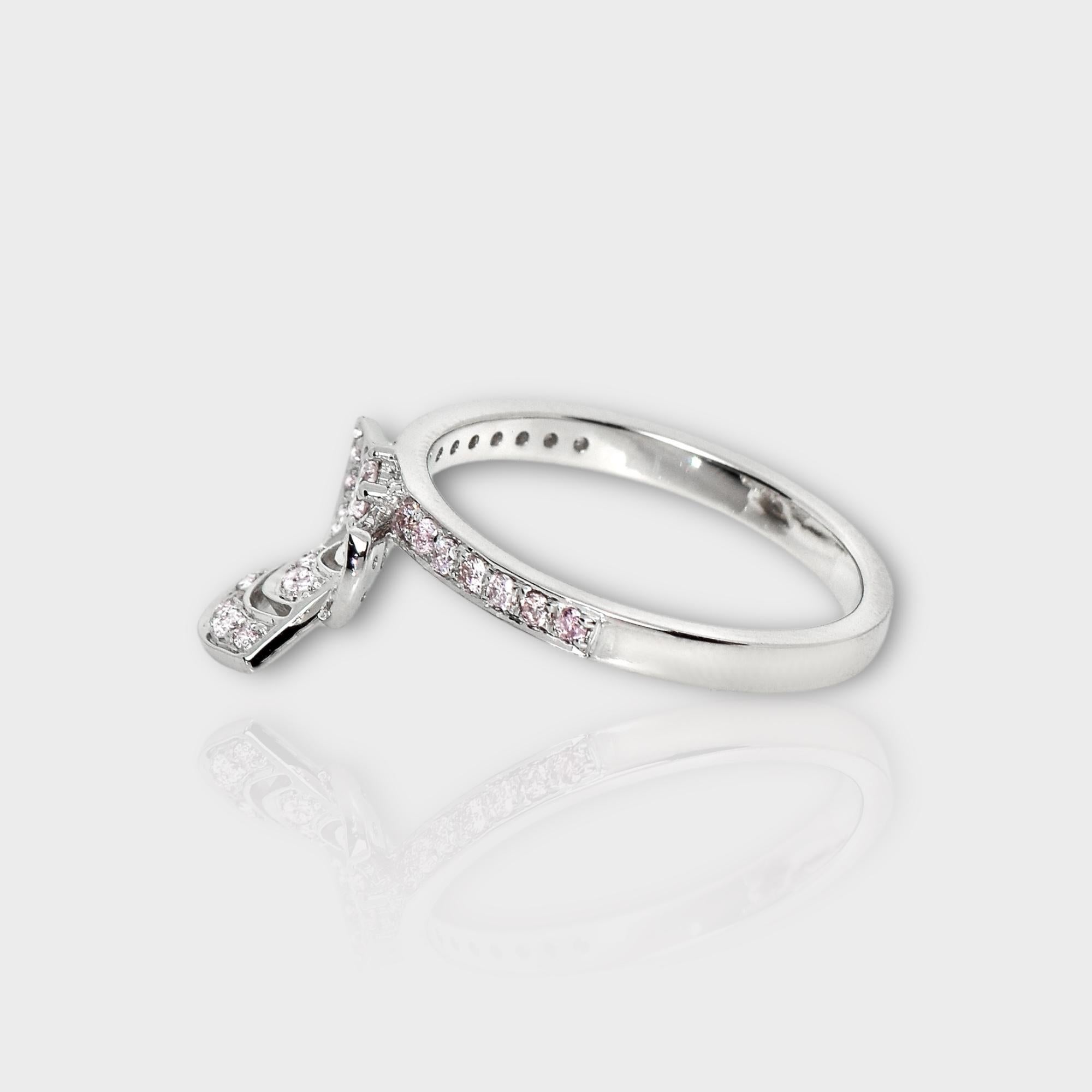 Women's IGI 14K 0.31 ct Natural Pink Diamonds Art Deco Design Engagement Ring For Sale