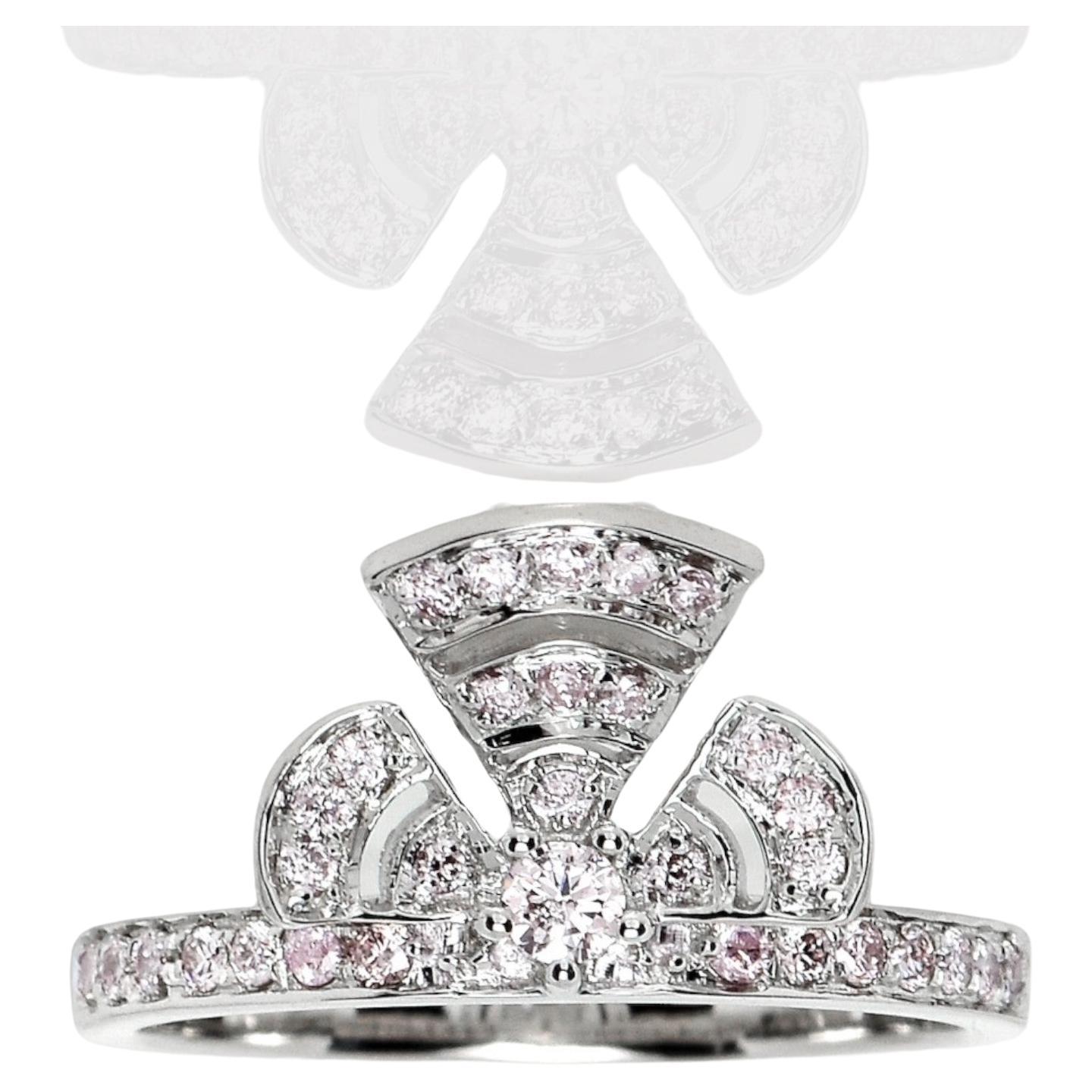IGI 14K 0.31 ct Natural Pink Diamonds Art Deco Design Engagement Ring For Sale