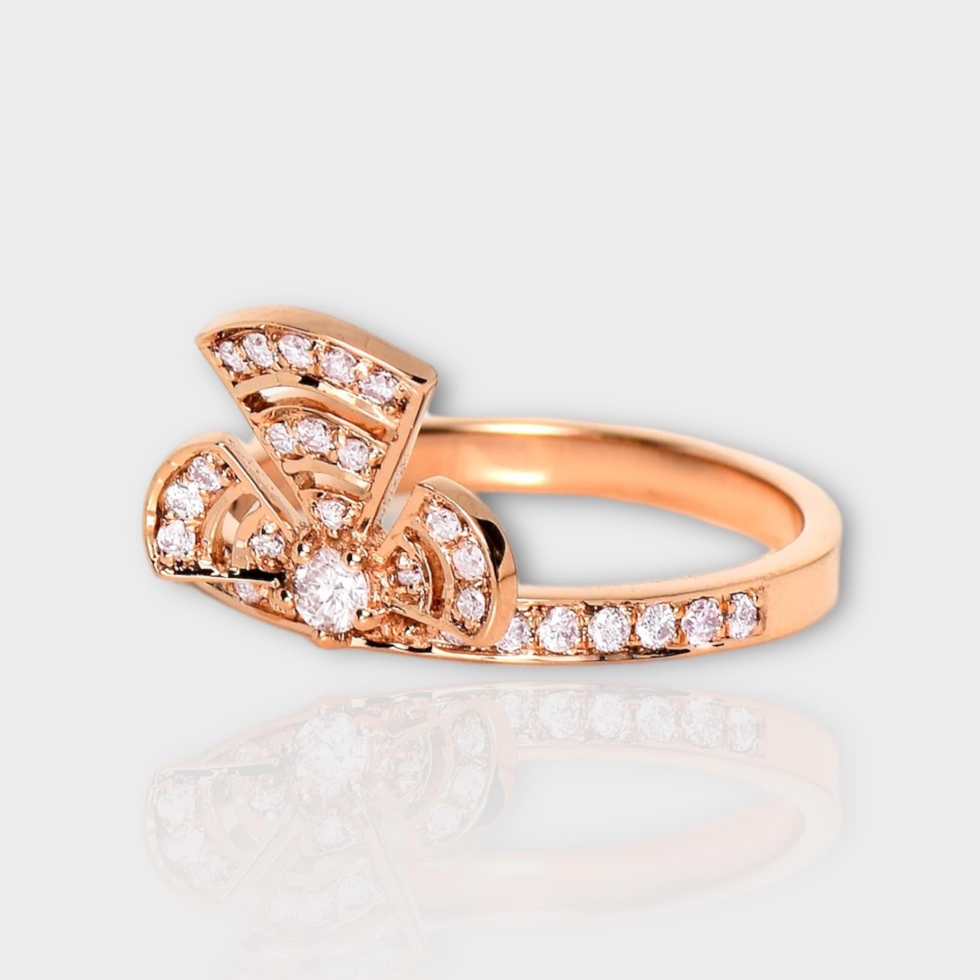 Contemporary IGI 14K 0.30 ct Natural Pink Diamonds Art Deco Design Engagement Ring For Sale