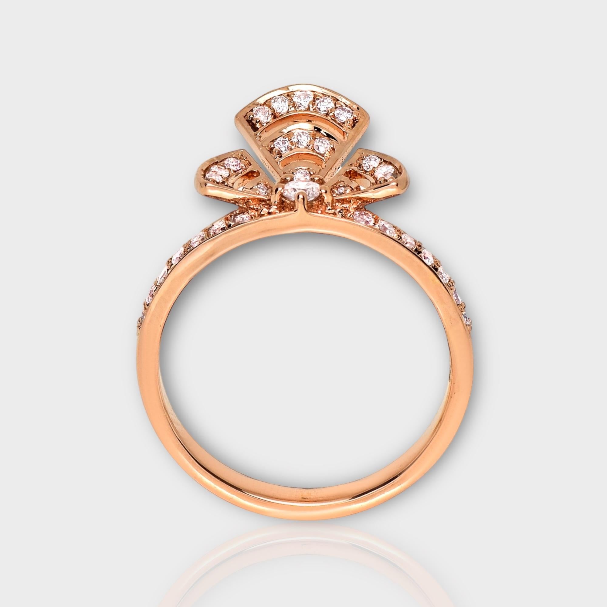 Round Cut IGI 14K 0.30 ct Natural Pink Diamonds Art Deco Design Engagement Ring For Sale