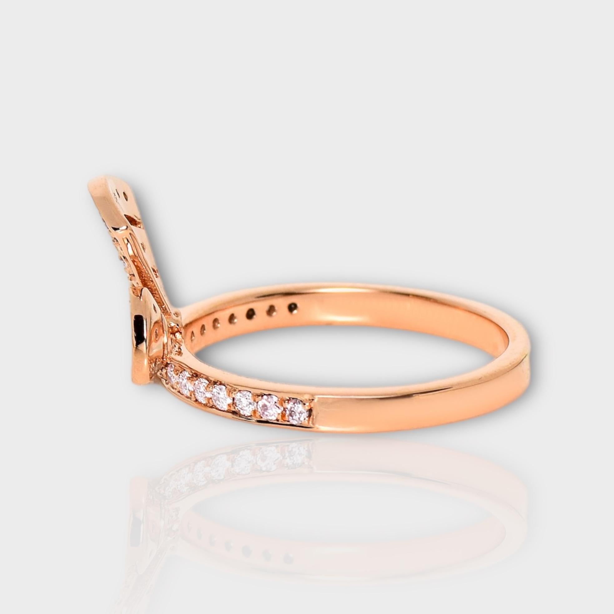 Women's IGI 14K 0.30 ct Natural Pink Diamonds Art Deco Design Engagement Ring For Sale