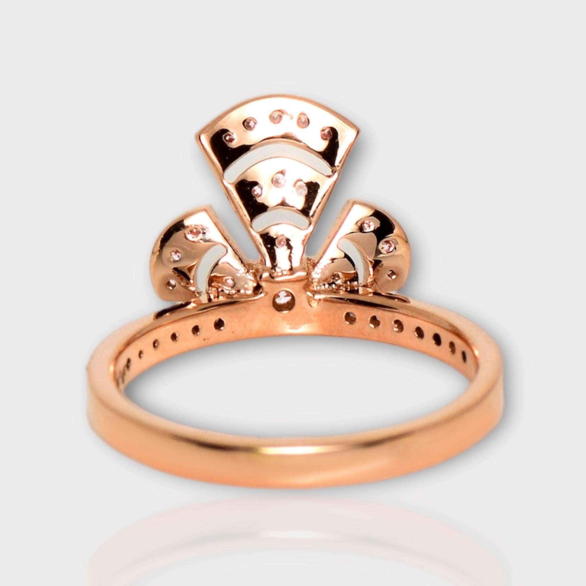 IGI 14K 0.30 ct Natural Pink Diamonds Art Deco Design Engagement Ring For Sale 1