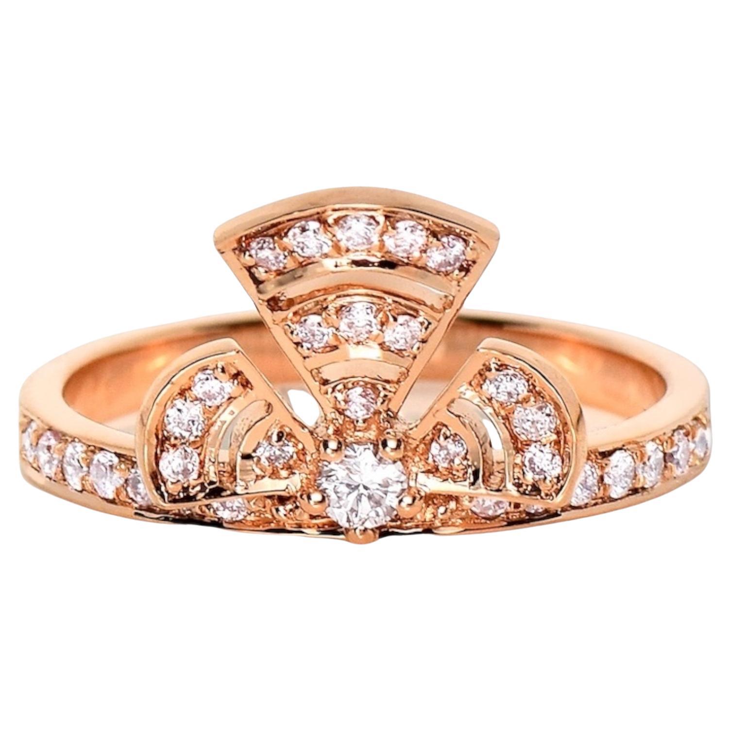 IGI 14K 0.30 ct Natural Pink Diamonds Art Deco Design Engagement Ring For Sale