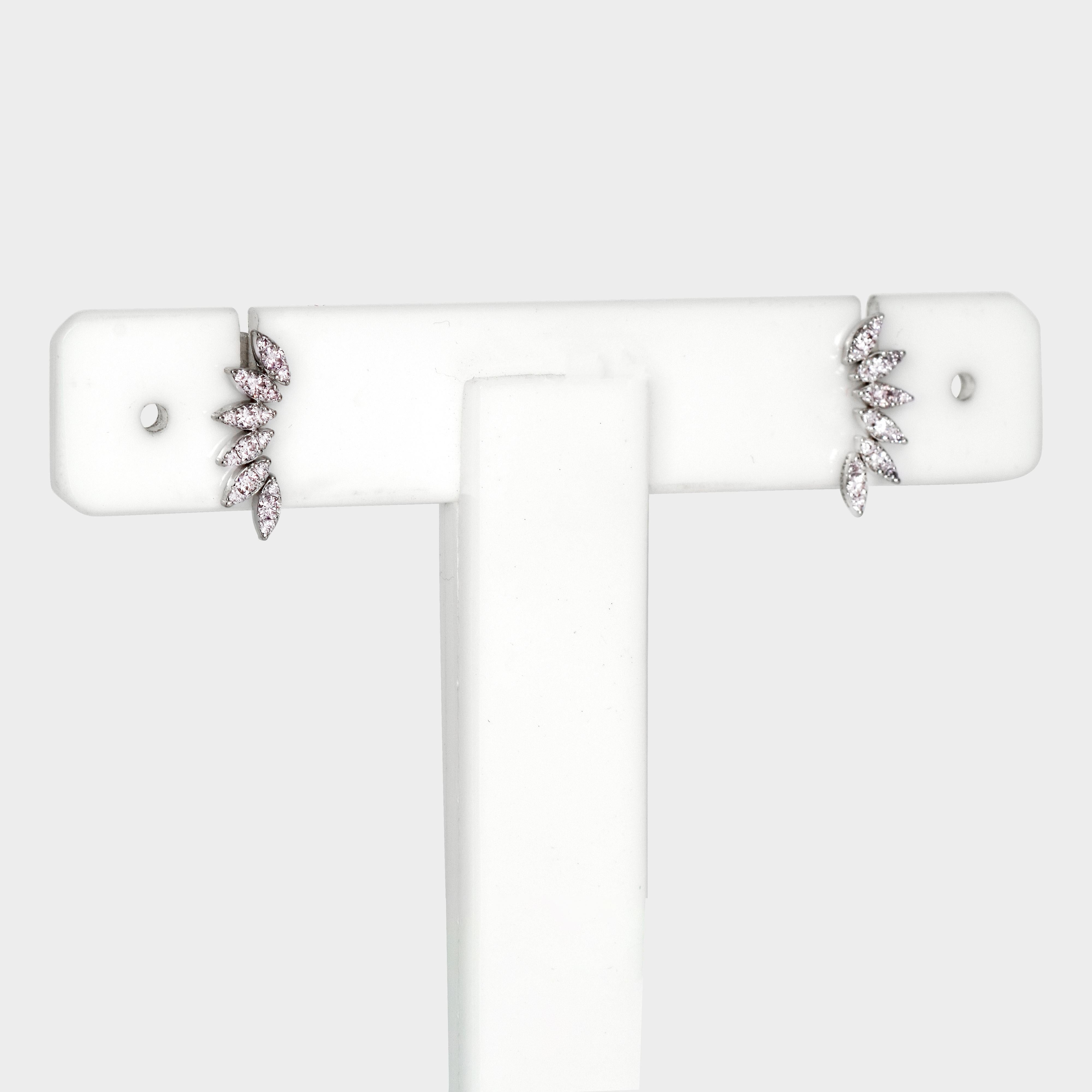 IGI 14K 0.33 ct Natural Pink Diamonds Art Deco Design Stud Earrings For Sale 1