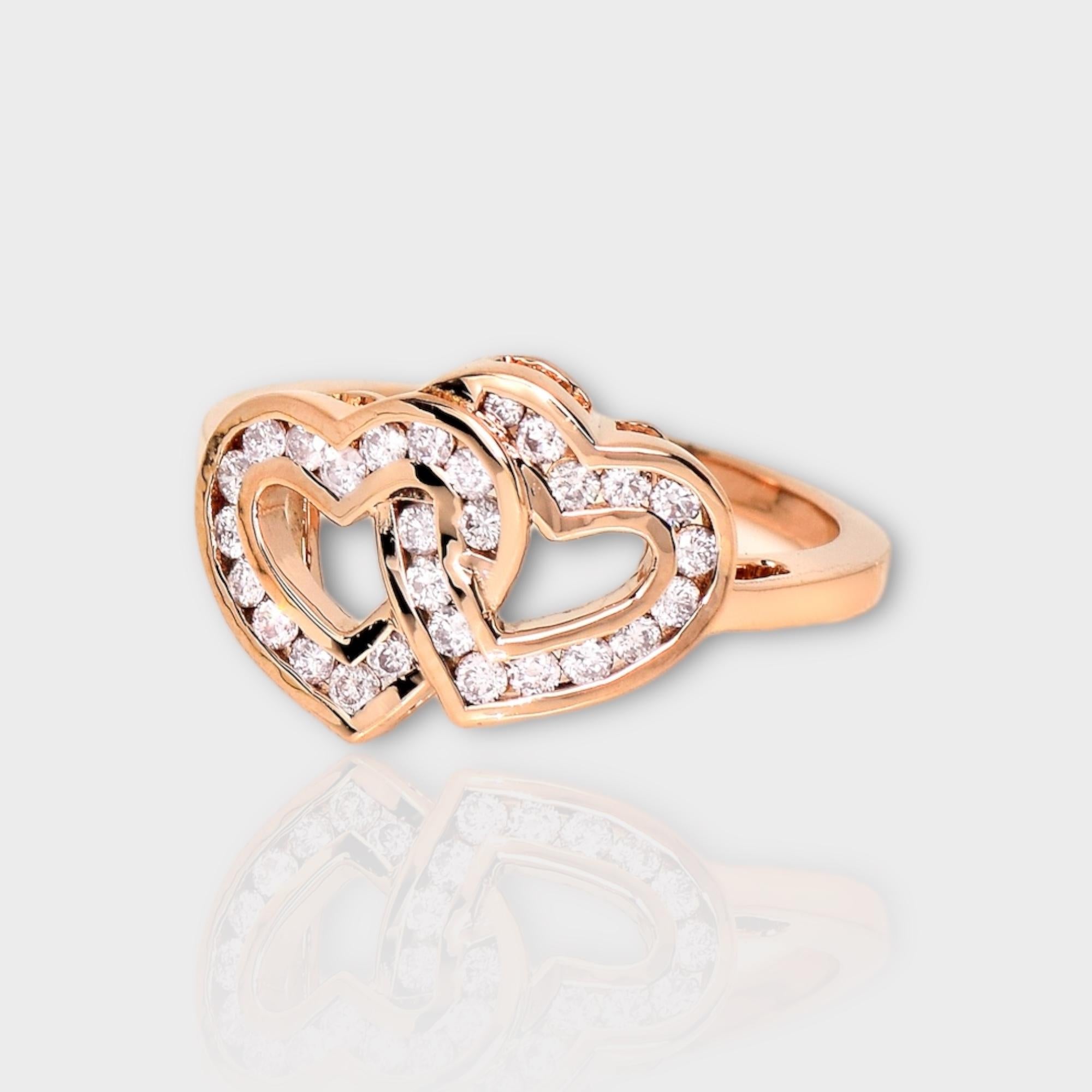 Contemporary IGI 14K 0.40 ct Natural Pink Diamonds Cross Heart Design Antique Art Deco Ring For Sale