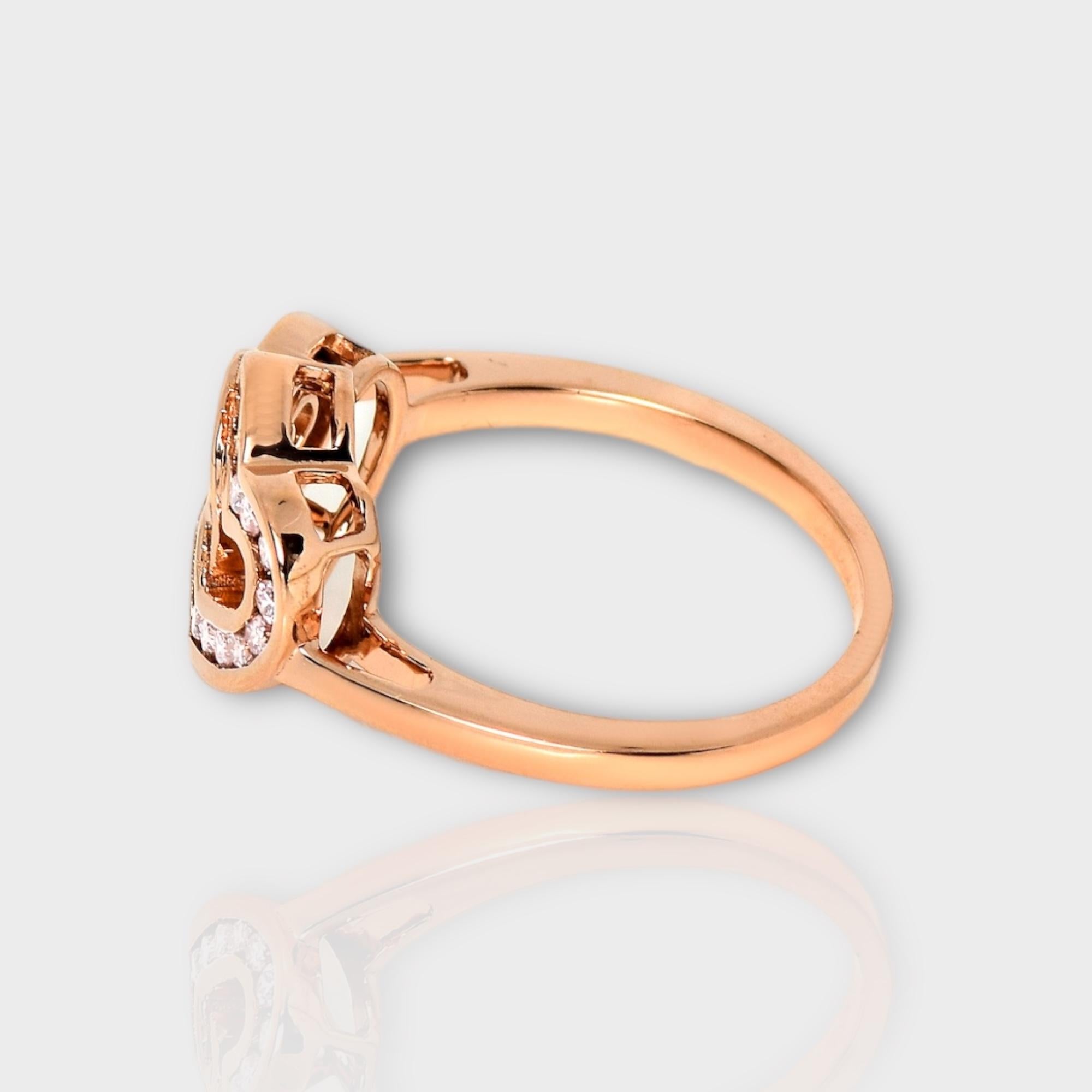 Women's IGI 14K 0.40 ct Natural Pink Diamonds Cross Heart Design Antique Art Deco Ring For Sale
