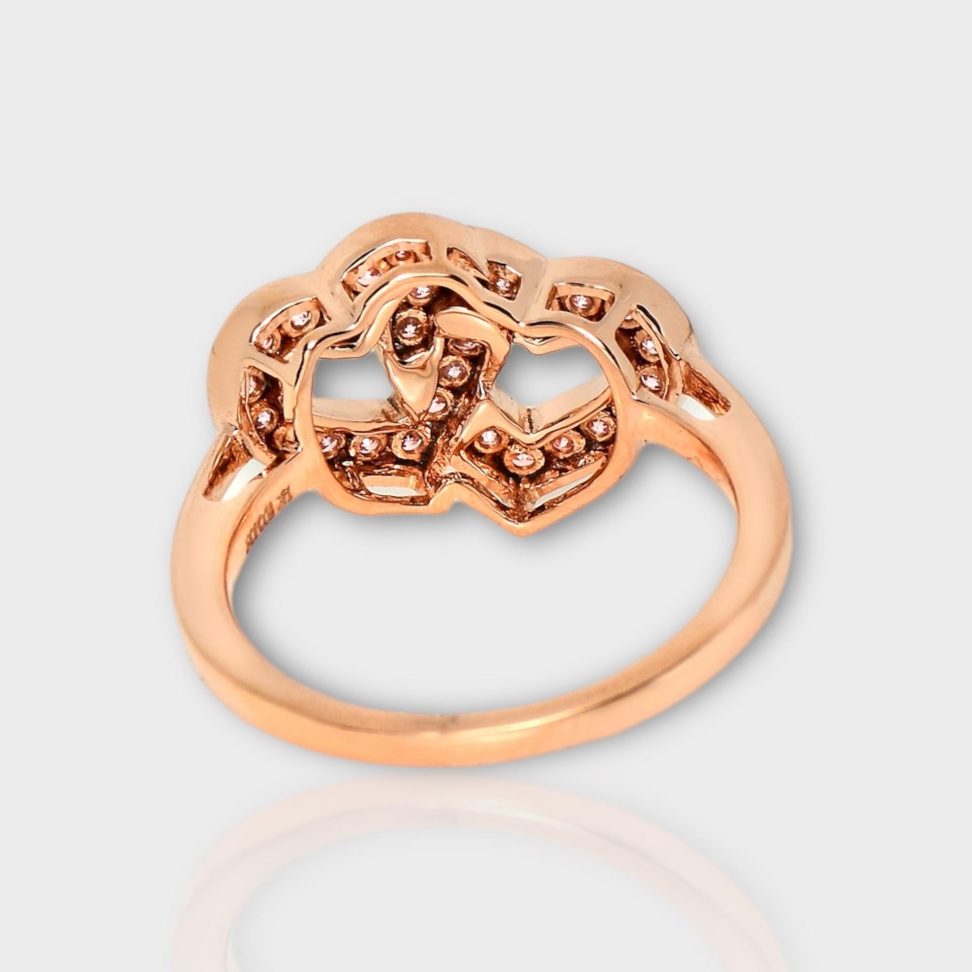 IGI 14K 0.40 ct Natural Pink Diamonds Cross Heart Design Antique Art Deco Ring For Sale 1