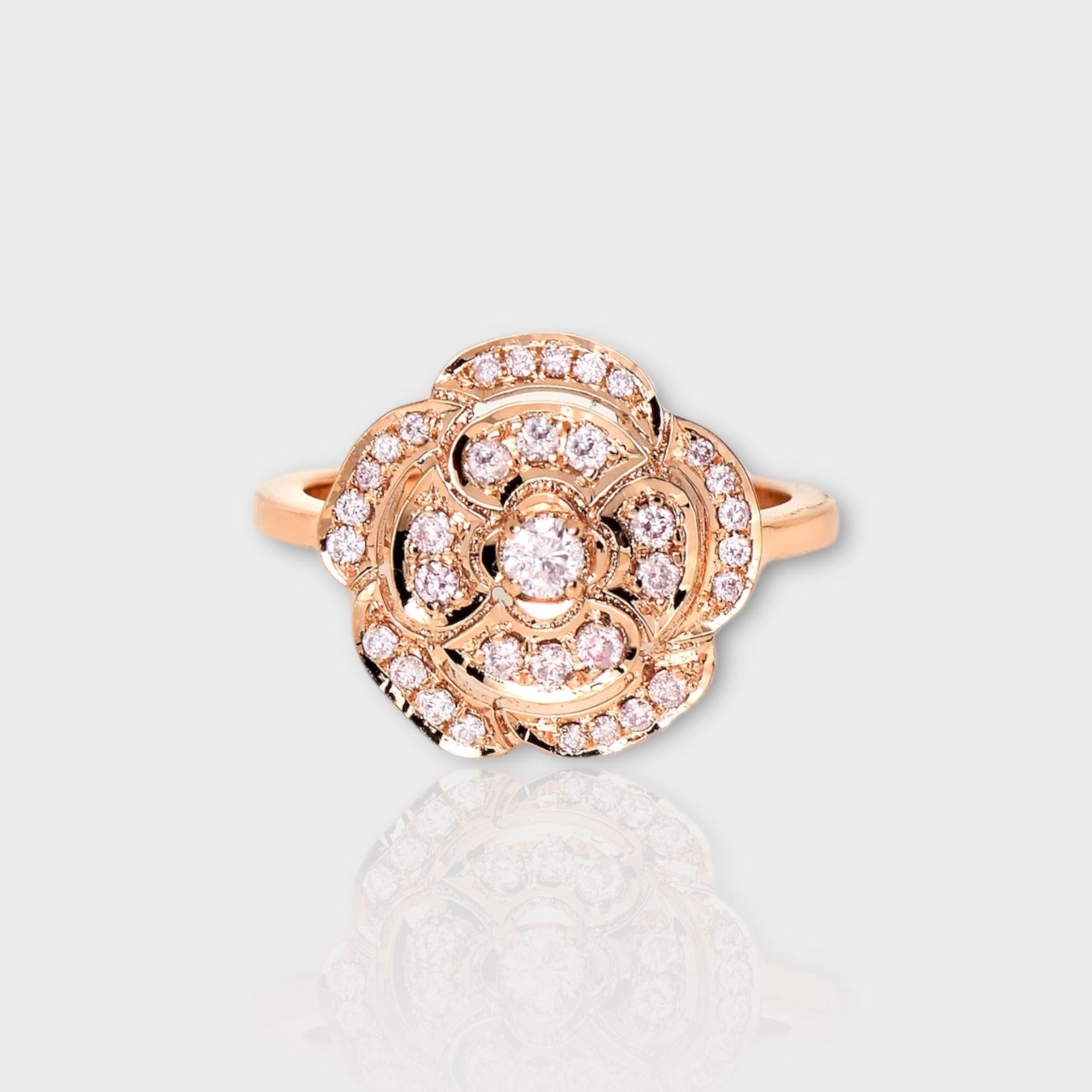*IGI 14K 0.40 ct Natural Pink Diamonds Rose Design  Antique Art Deco Ring*

This band features a stunning design with a rose crafted from 14K rose gold. It is set with natural pink diamonds weighing 0.40 carats.

This ring features colorful natural