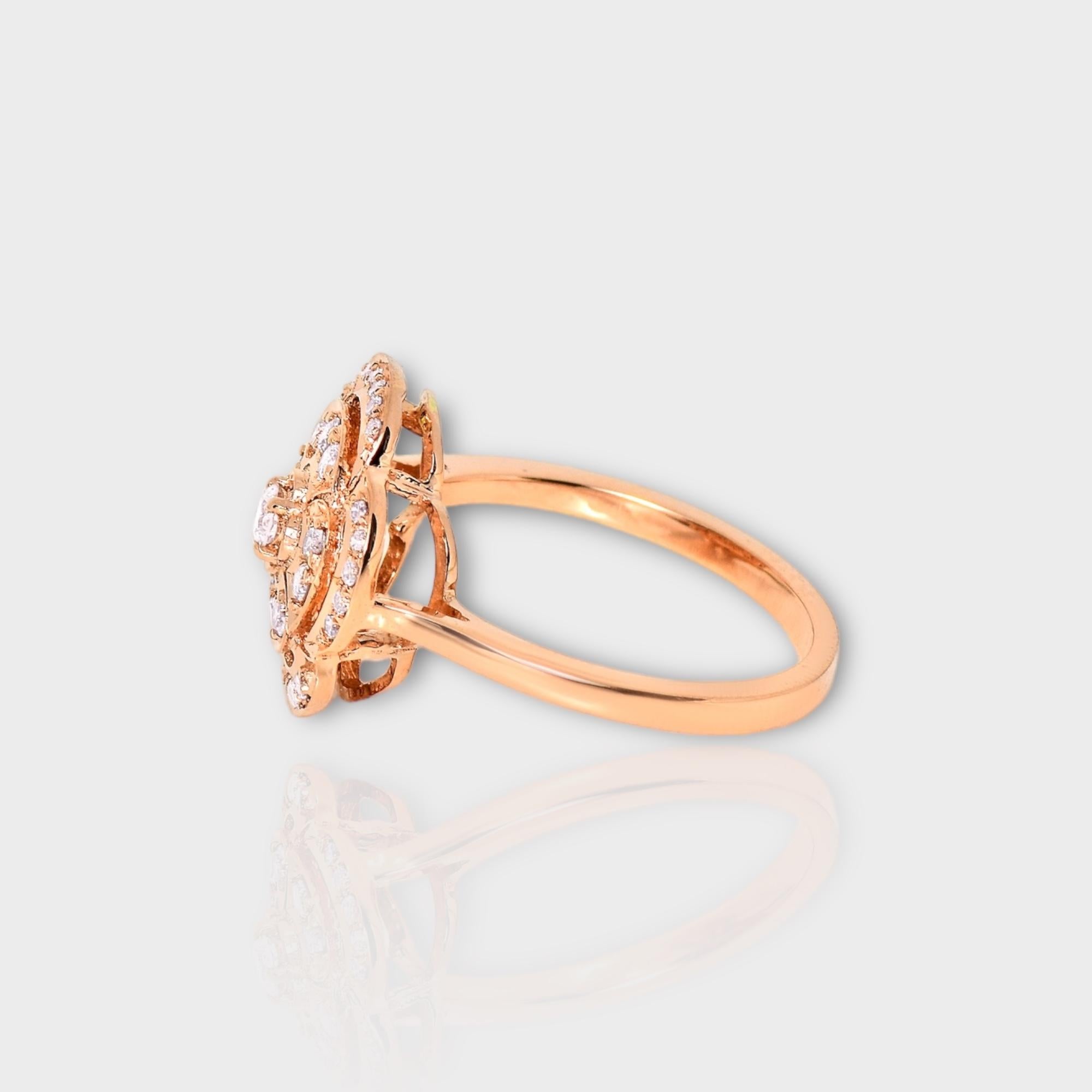 IGI 14K 0.40 ct Natural Pink Diamonds Rose Design Antique Art Deco Ring For Sale 1