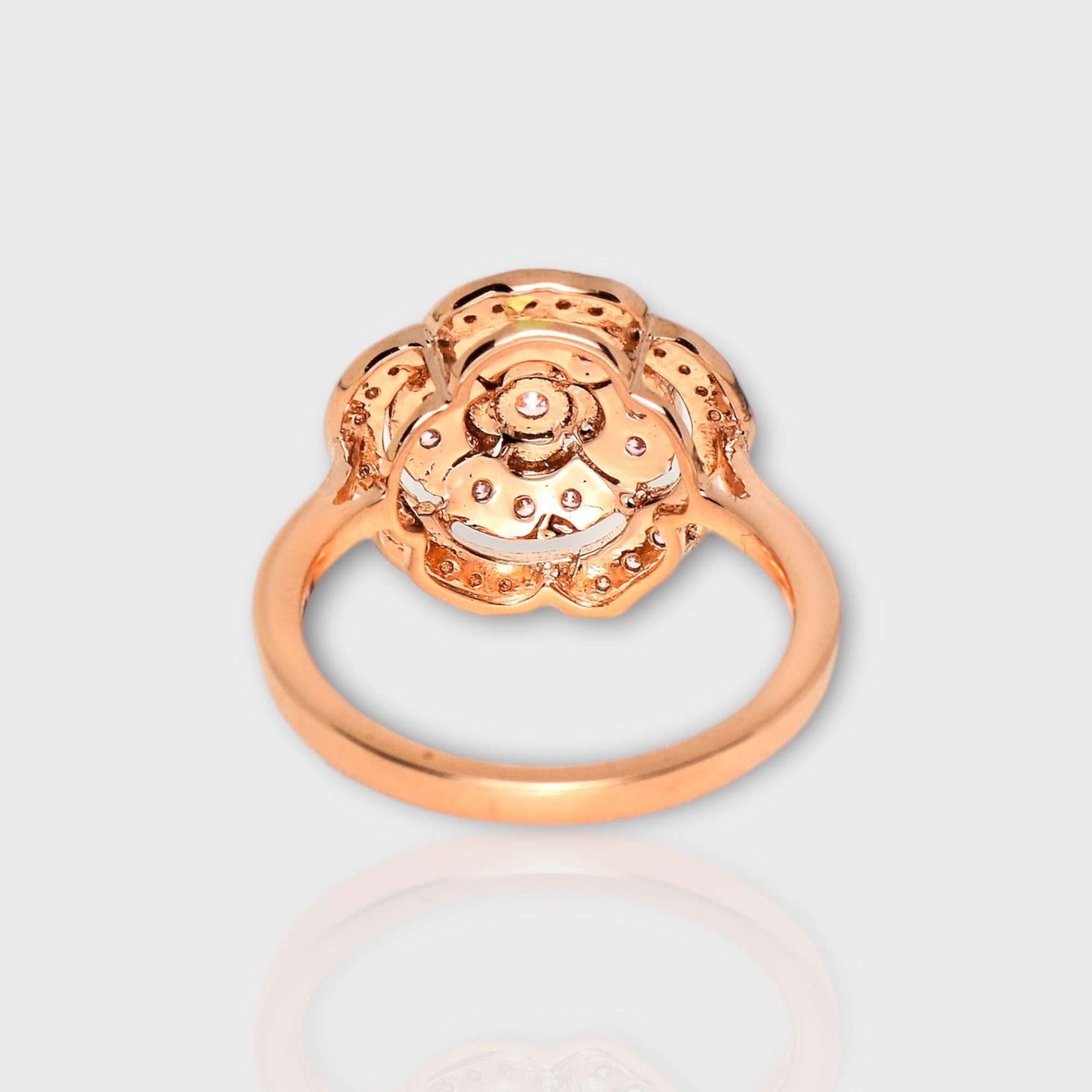 IGI 14K 0.40 ct Natural Pink Diamonds Rose Design Antique Art Deco Ring For Sale 2