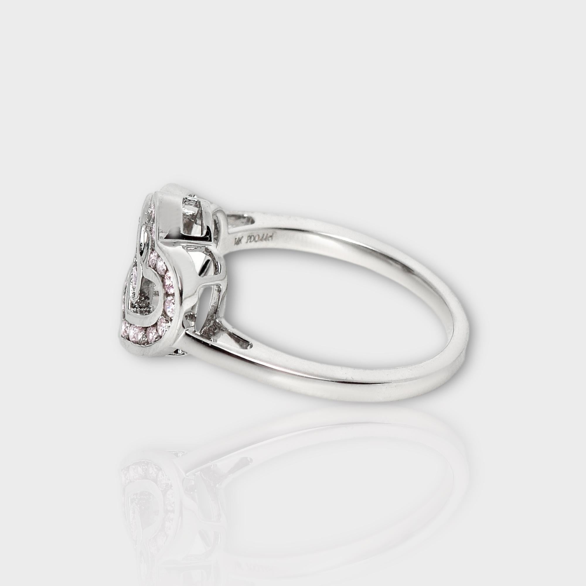 IGI 14K 0.41 ct Natural Pink Diamonds Cross Heart Design Antique Art Deco Ring For Sale 1