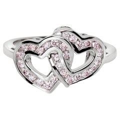 IGI 14K 0,41 Karat natürliche rosa Diamanten Kreuz Herz Design Antiker Art Deco Ring