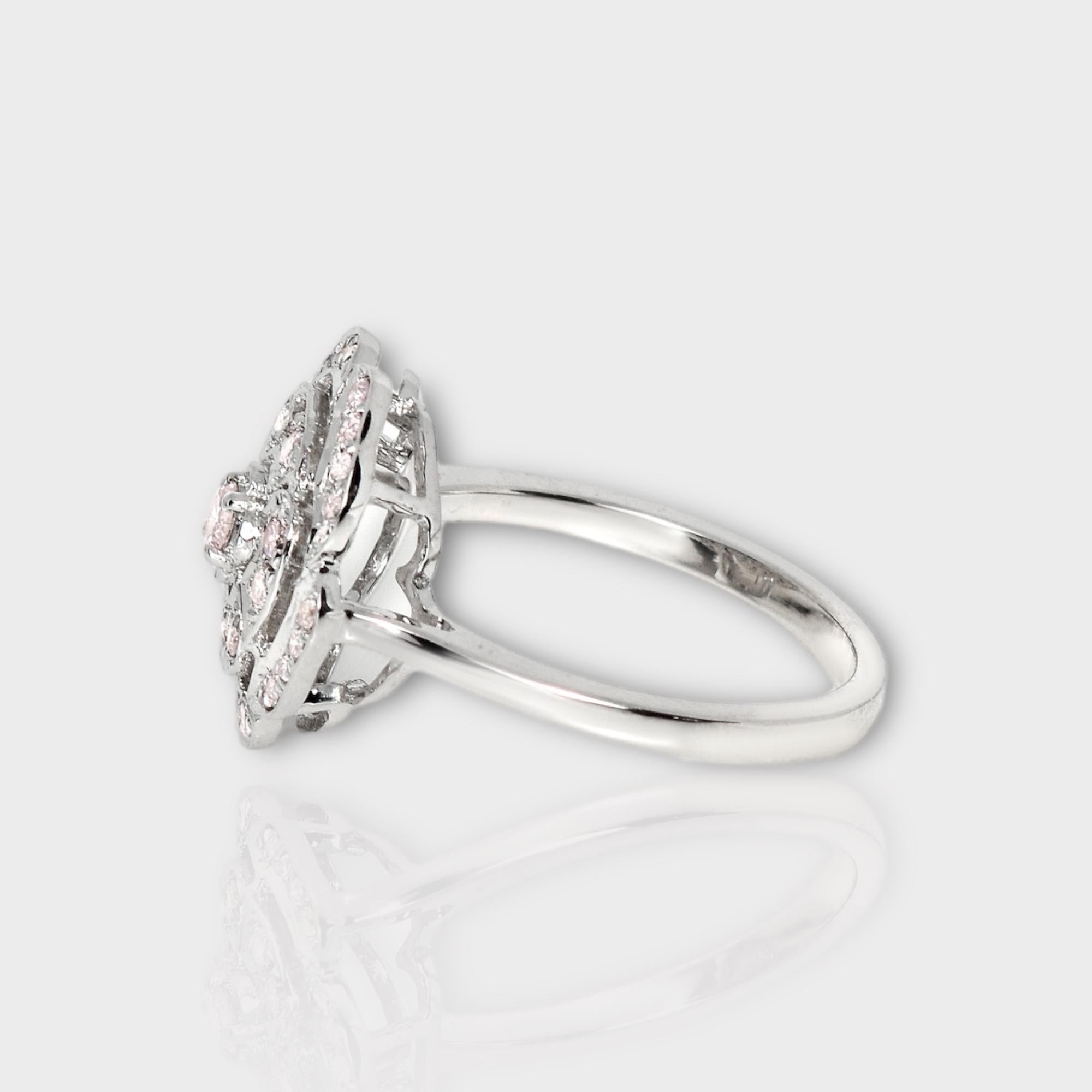 IGI 14K 0.43 ct Natural Pink Diamonds Rose Design Antique Art Deco Ring For Sale 1