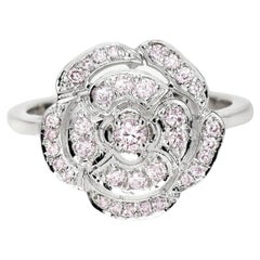 IGI 14K 0.43 ct Natural Pink Diamonds Rose Design Antique Art Deco Ring