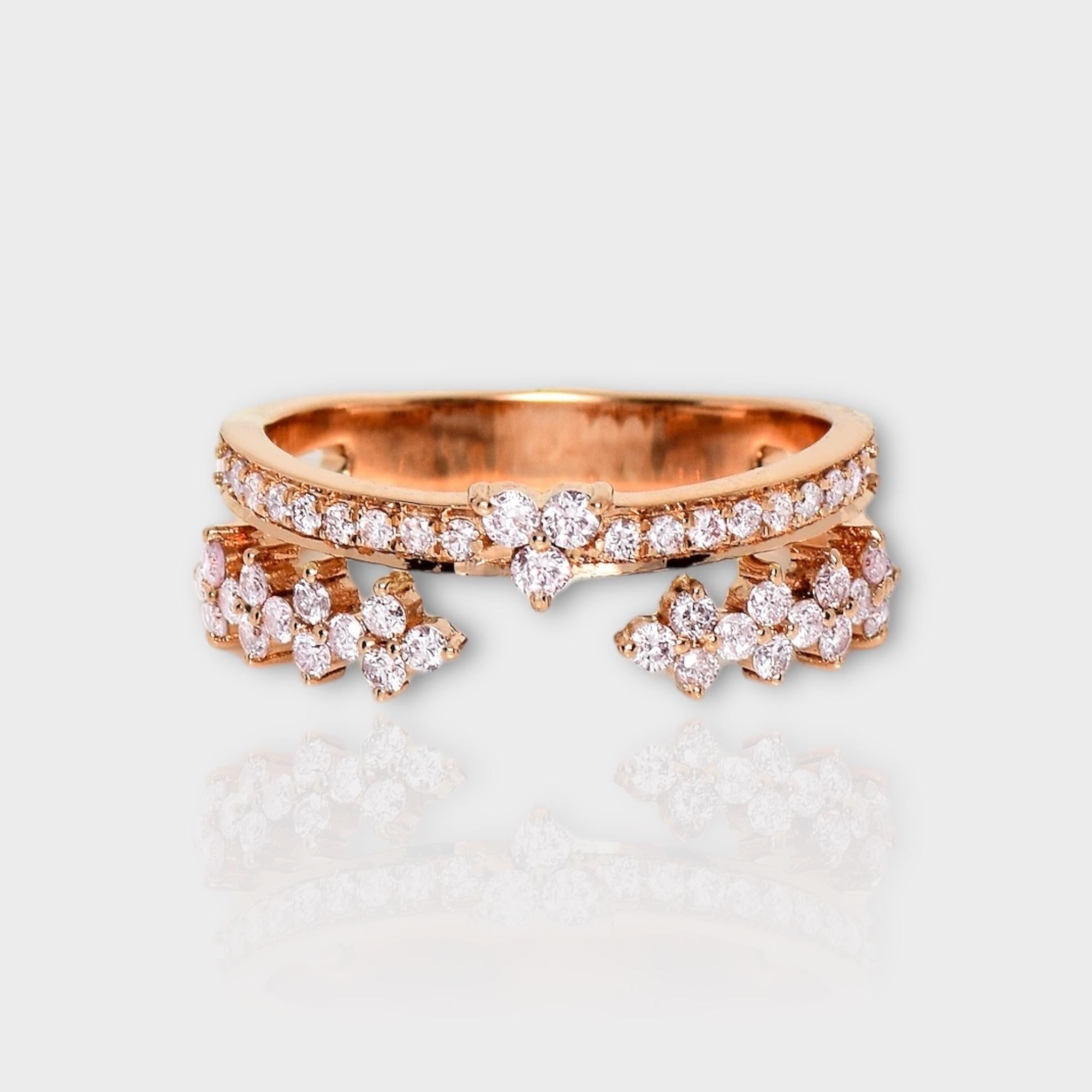 *IGI 14K 0.51 ct Natural Pink Diamonds Vintage Crown  Design Engagement Ring*

This band features a stunning design with a vintage crown crafted from 14K rose gold. It is set with natural pink diamonds weighing 0.51 carats.

This ring features