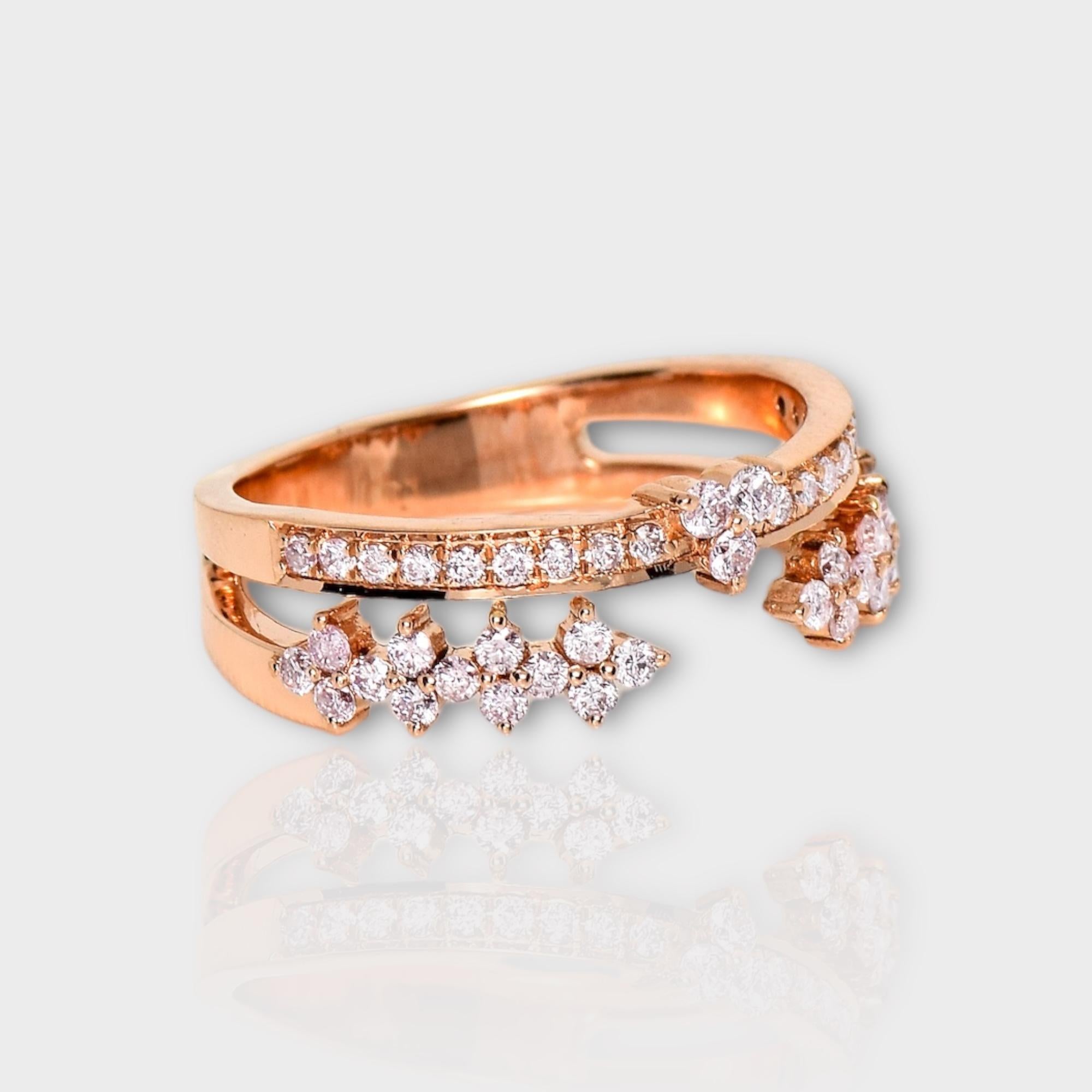 Contemporary IGI 14K 0.51 ct Natural Pink Diamonds Vintage Crown Design Engagement Ring For Sale