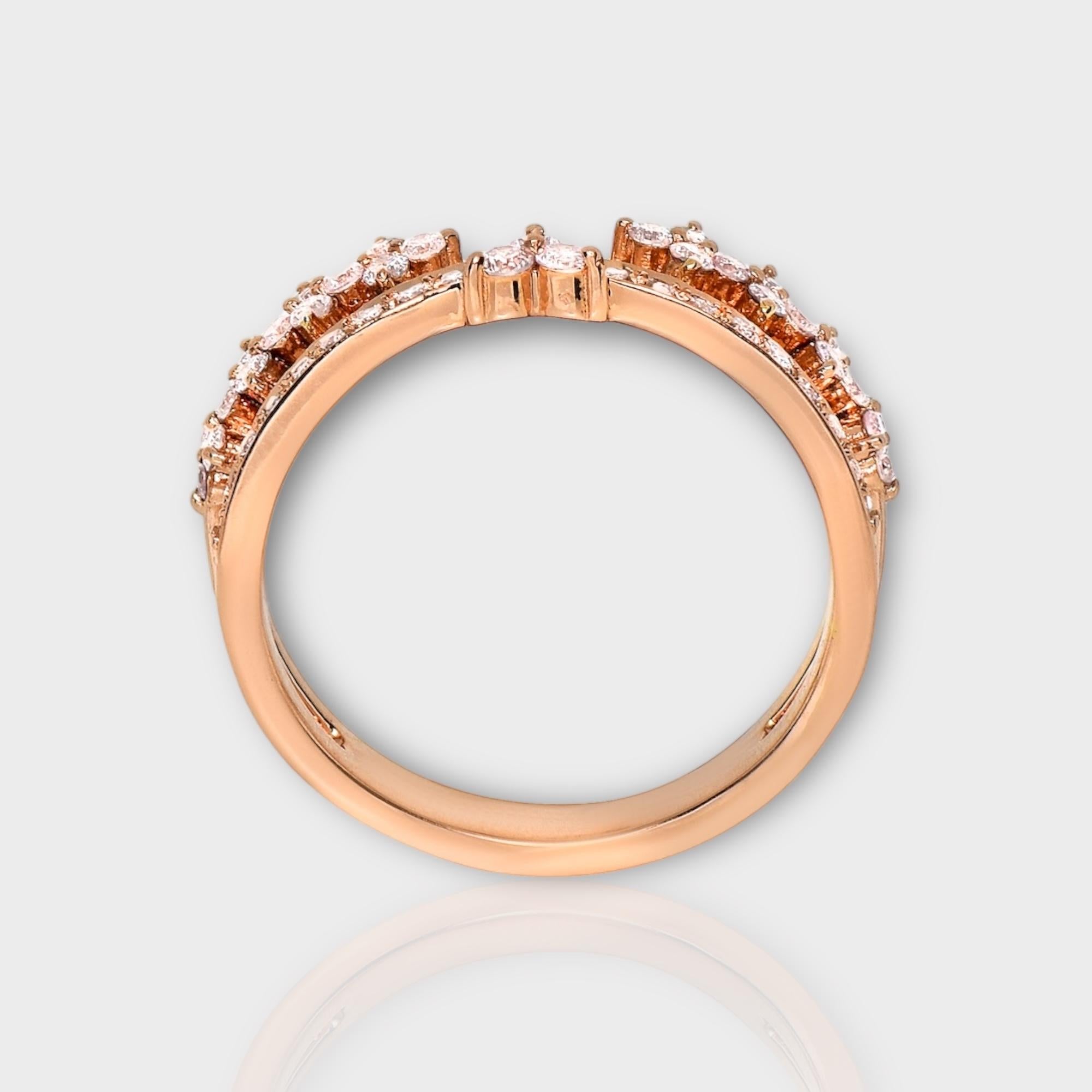 IGI 14K 0.51 ct Natural Pink Diamonds Vintage Crown Design Engagement Ring For Sale 1