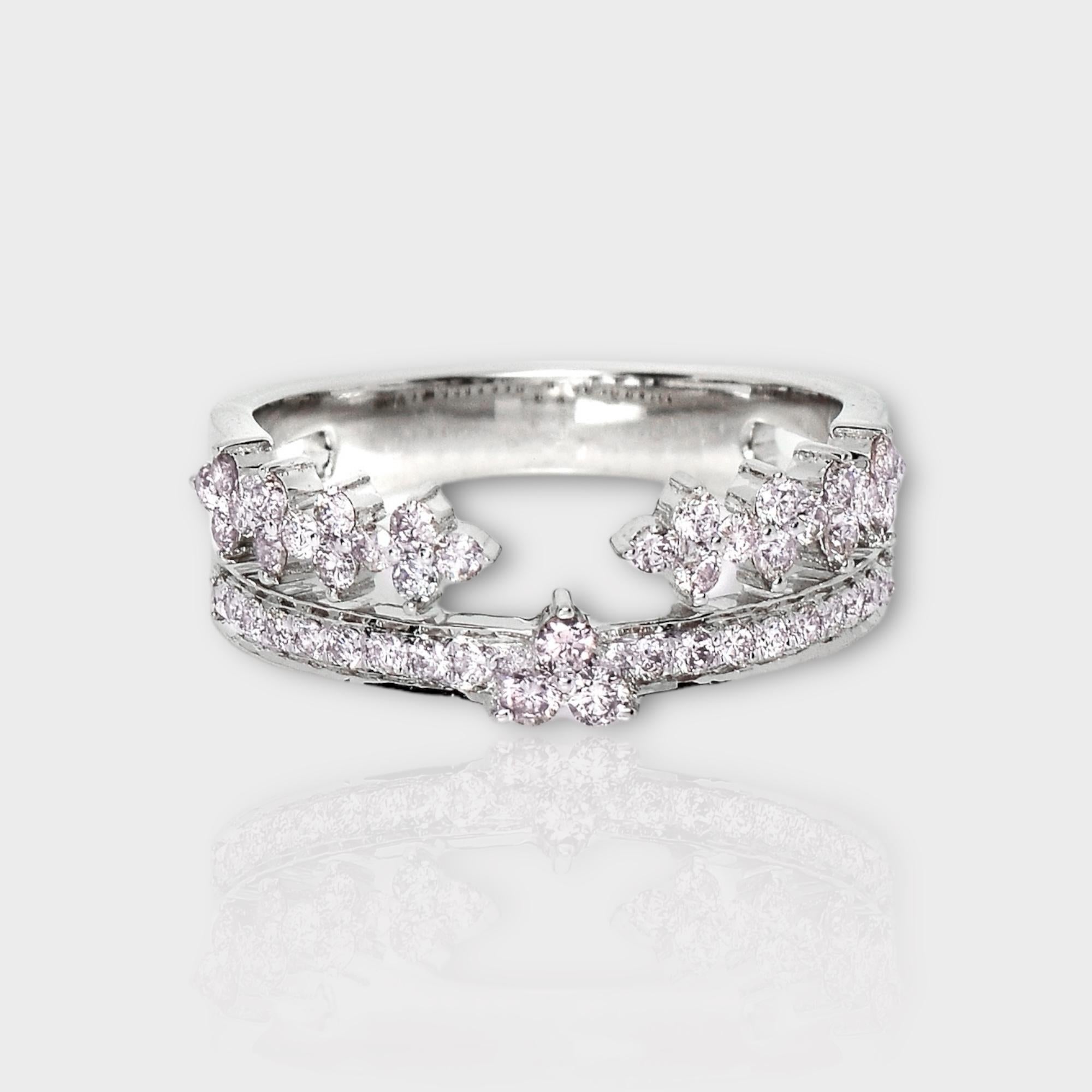 *IGI 14K 0.52 ct Natural Pink Diamonds Vintage Crown  Design Engagement Ring*

This band features a stunning design with a vintage crown crafted from 14K white gold. It is set with natural pink diamonds weighing 0.52 carats.

This ring features