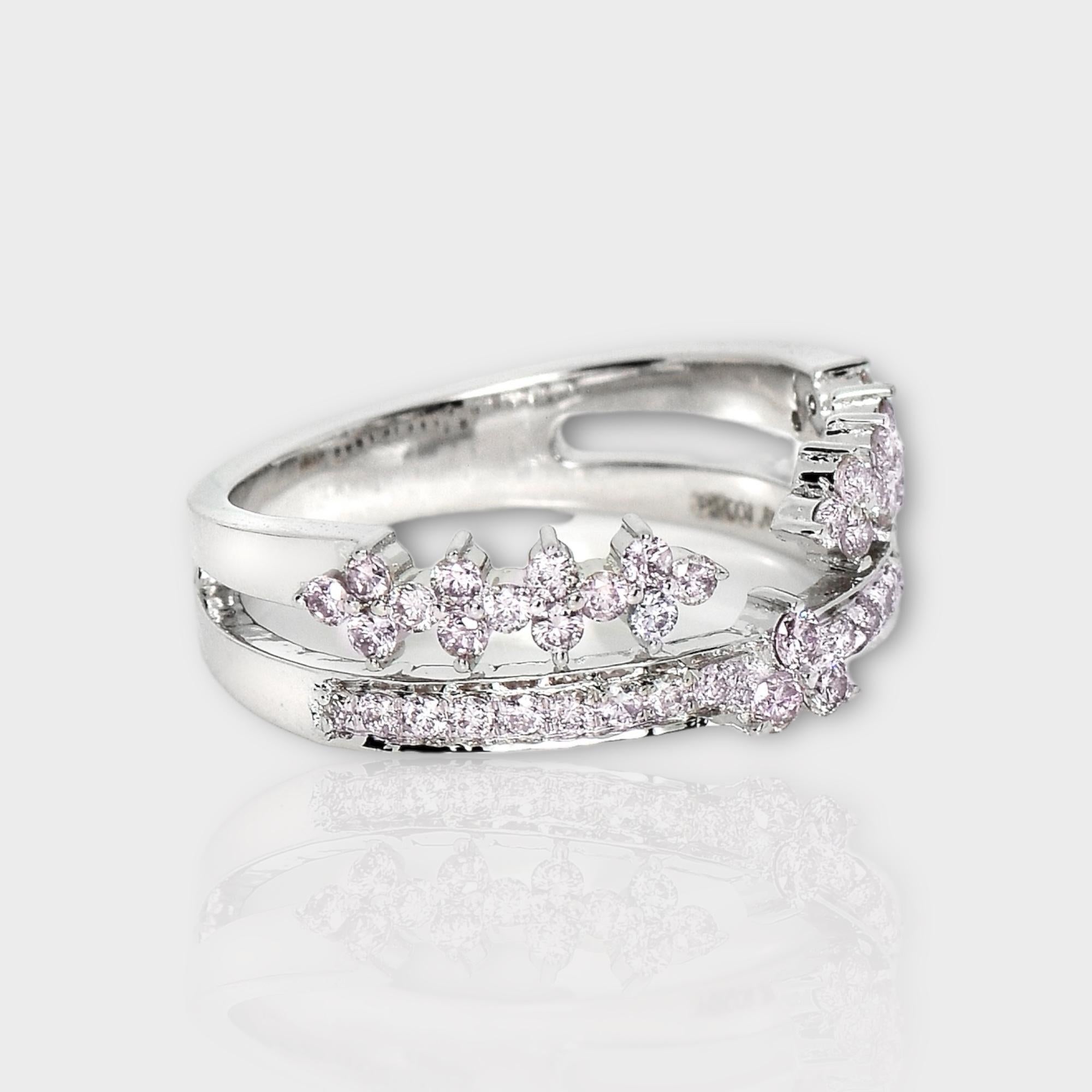 Contemporary IGI 14K 0.52 ct Natural Pink Diamonds Vintage Crown Design Engagement Ring For Sale