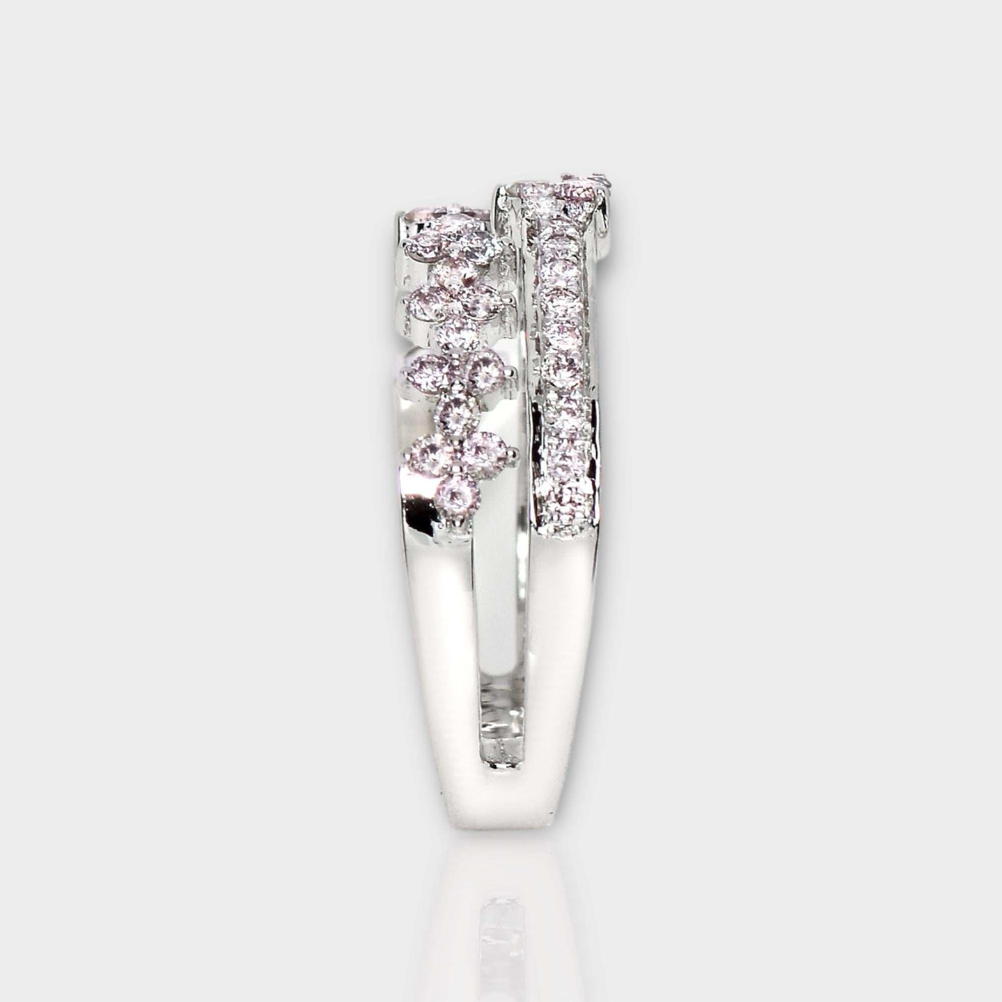 Women's IGI 14K 0.52 ct Natural Pink Diamonds Vintage Crown Design Engagement Ring For Sale