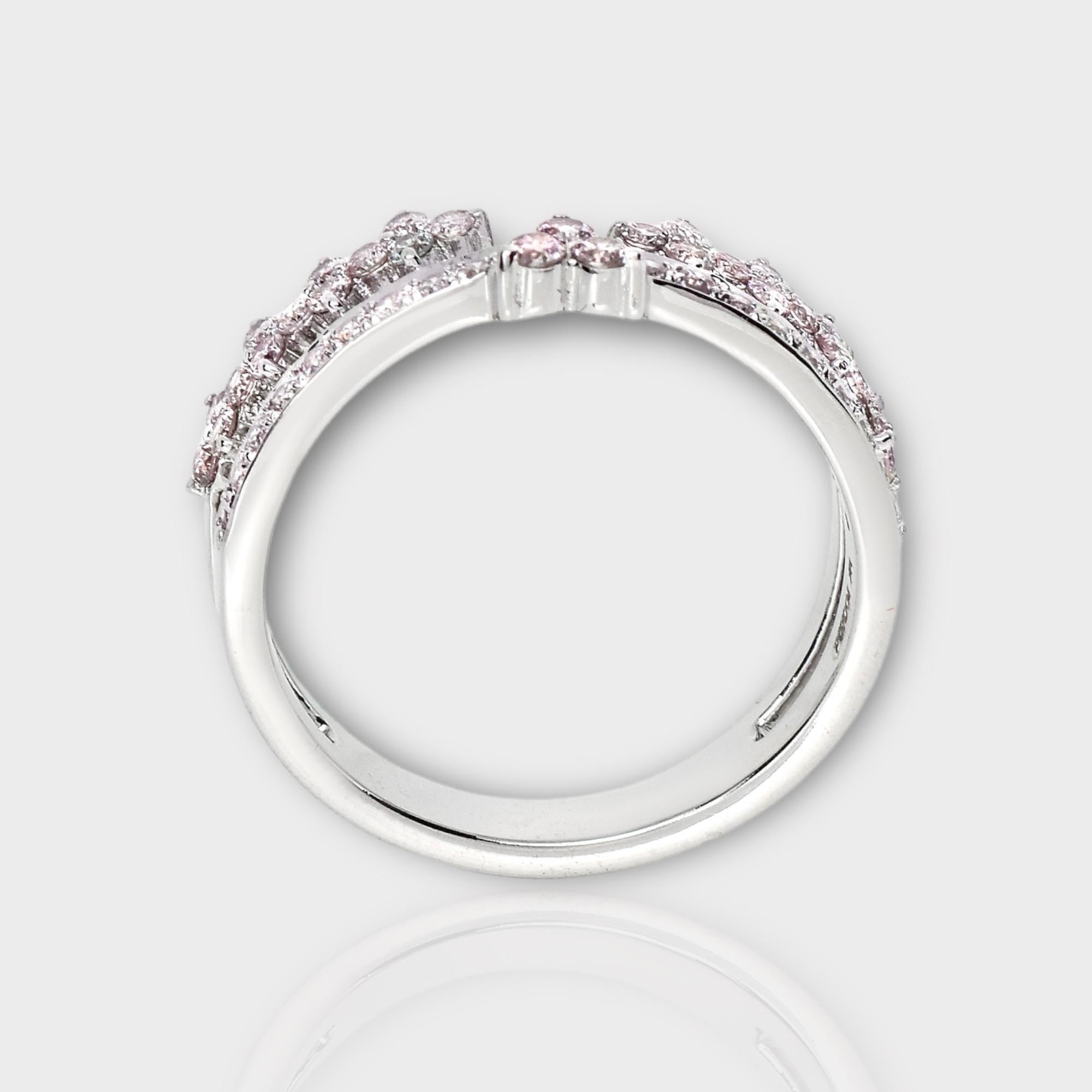 IGI 14K 0.52 ct Natural Pink Diamonds Vintage Crown Design Engagement Ring For Sale 1