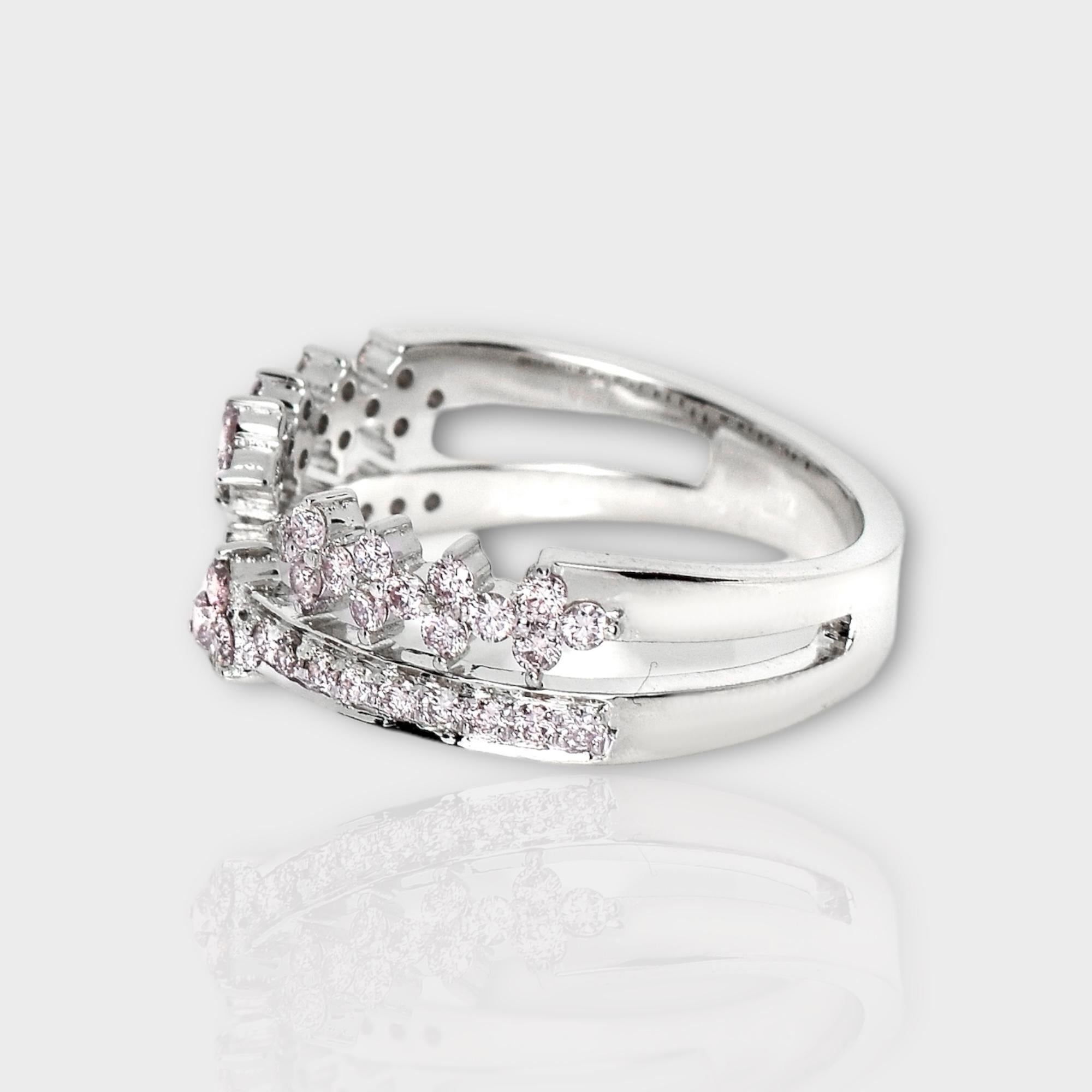 IGI 14K 0.52 ct Natural Pink Diamonds Vintage Crown Design Engagement Ring For Sale 2