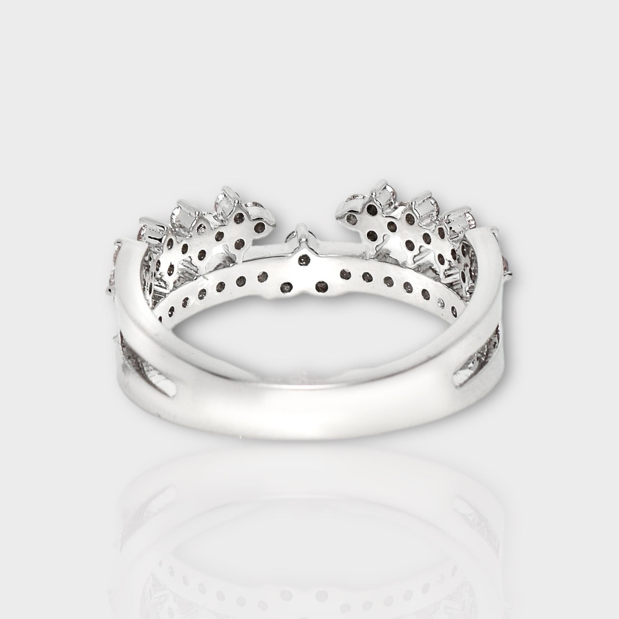 IGI 14K 0.52 ct Natural Pink Diamonds Vintage Crown Design Engagement Ring For Sale 3