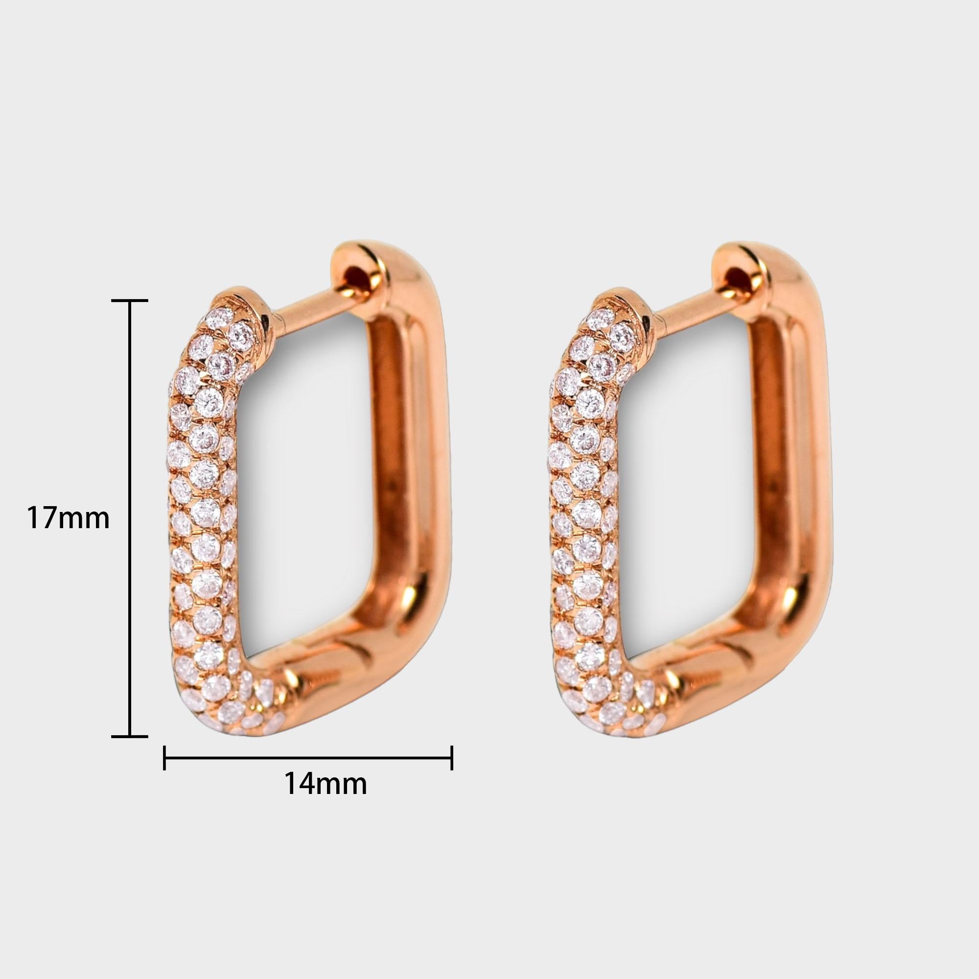 IGI 14K 0.59 ct Natural Pink Diamonds Hoop Earrings For Sale 2