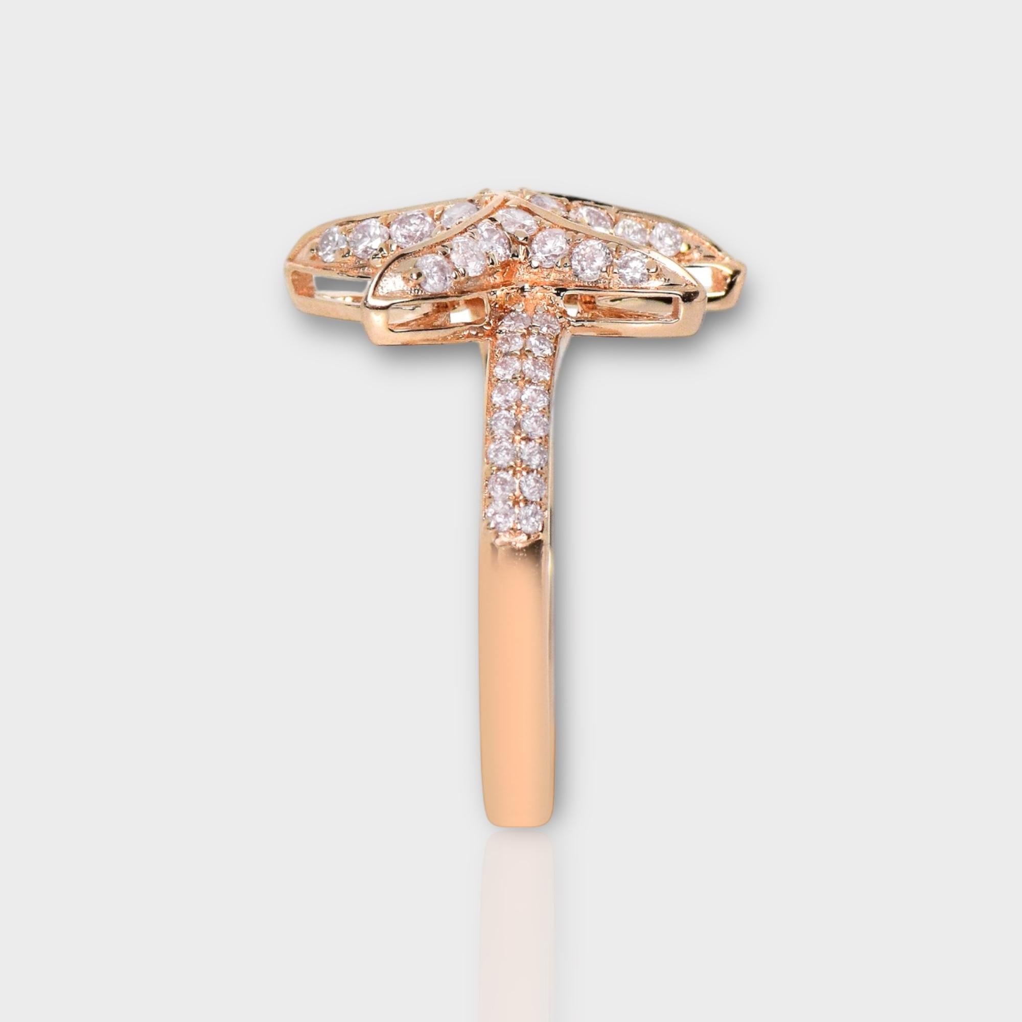 Women's IGI 14K 0.60 ct Natural Pink Diamonds Sea Star Design Antique Art Deco Ring For Sale
