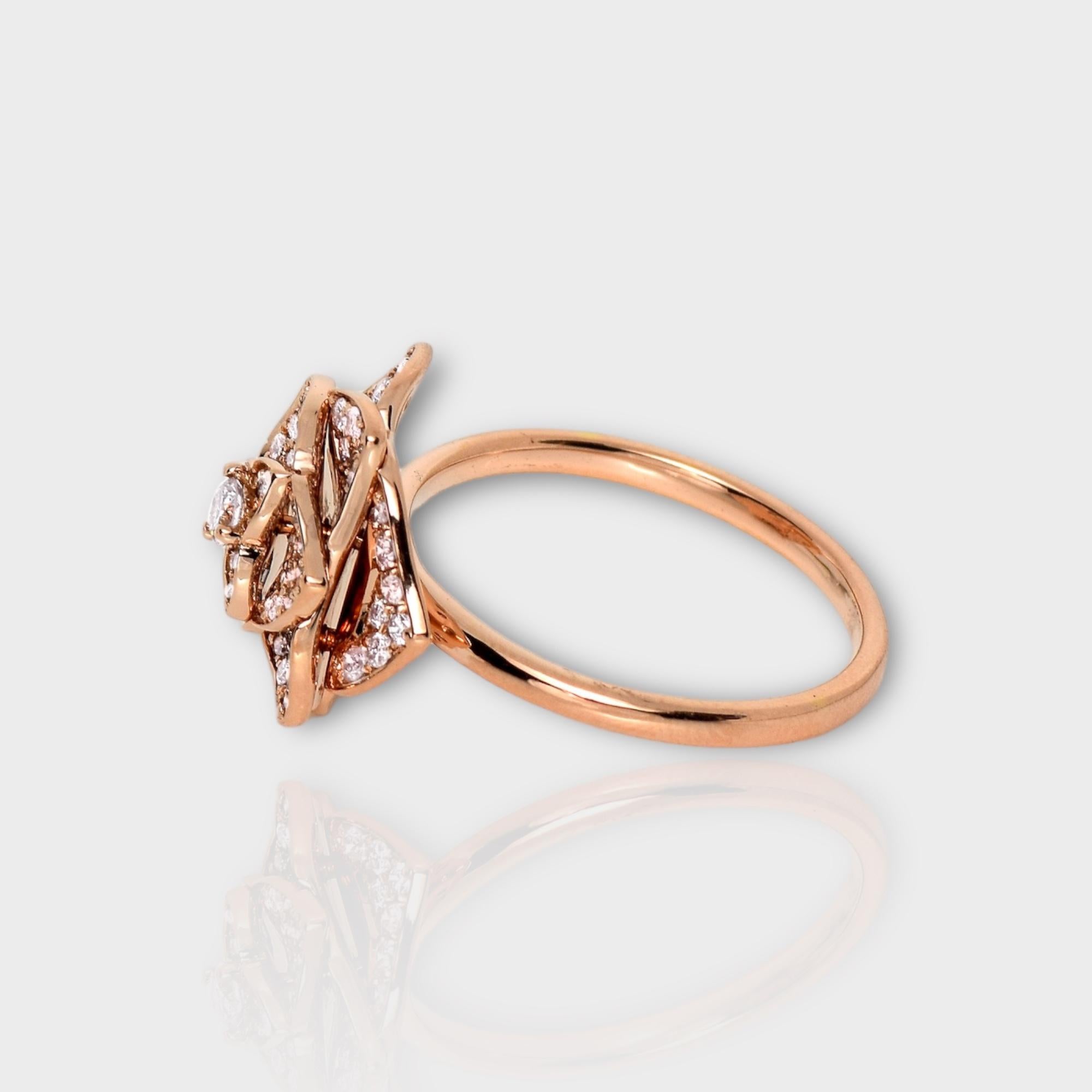IGI 14K 0.60 ct Natural Pink Diamonds Rose Design Antique Art Deco Ring For Sale 1