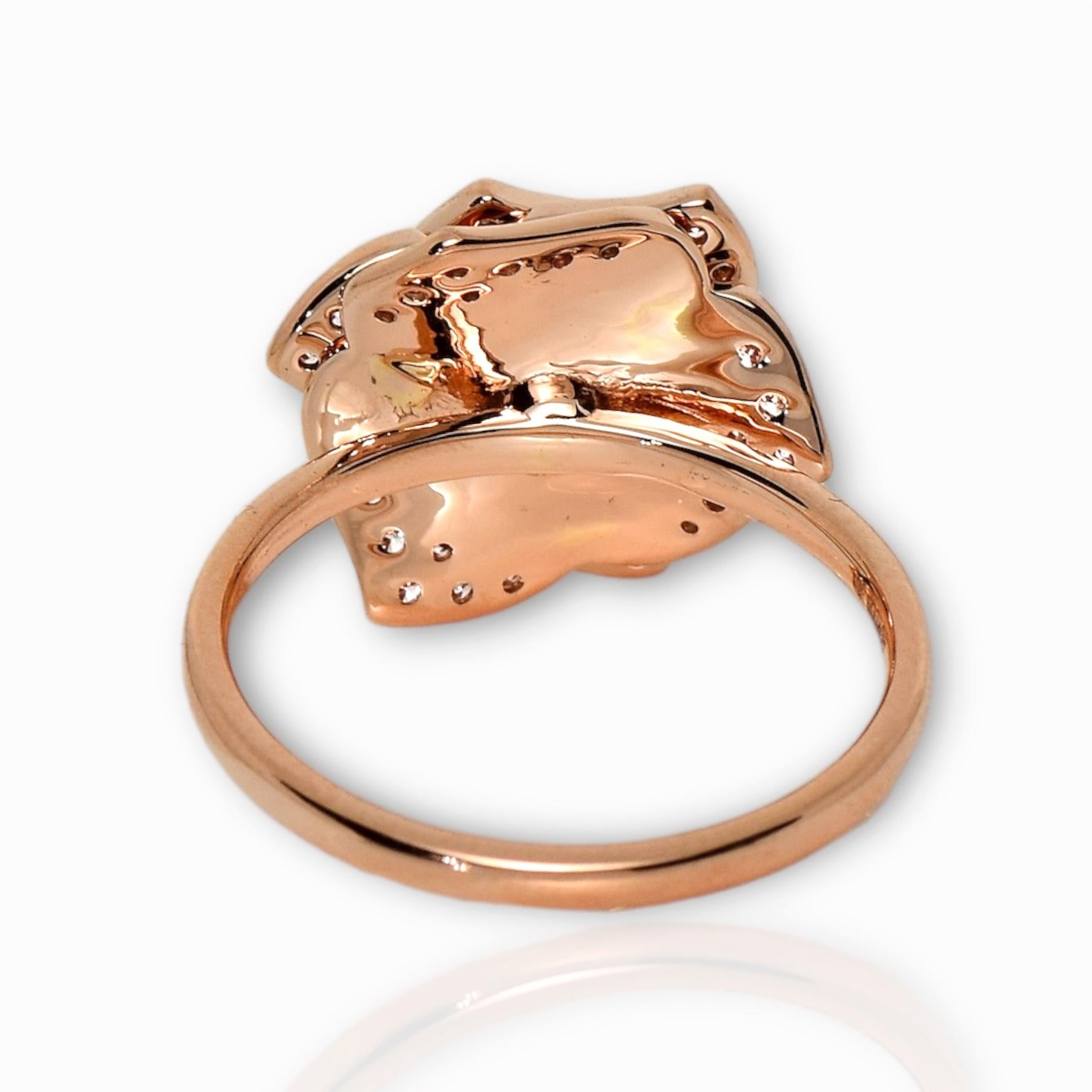IGI 14K 0.60 ct Natural Pink Diamonds Rose Design Antique Art Deco Ring For Sale 2