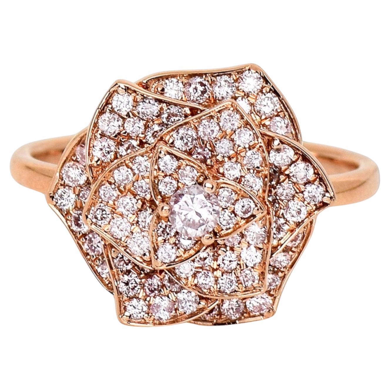 IGI 14K 0.60 ct Natural Pink Diamonds Rose Design Antique Art Deco Ring For Sale