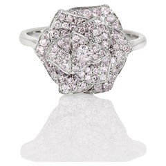 IGI 14K 0,62 Karat natürliche rosa Diamanten Rose Design Antiker Art Deco Ring