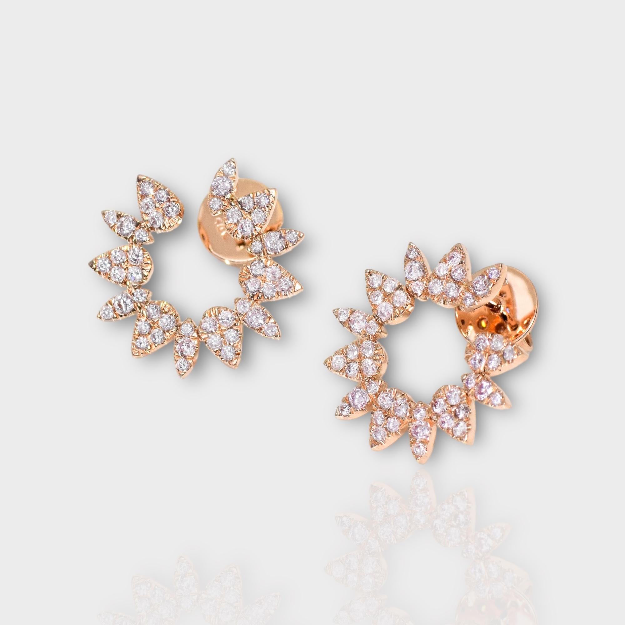Contemporary IGI 14K 0.84 ct Natural Pink Diamonds Radiant Design Stud Earrings For Sale