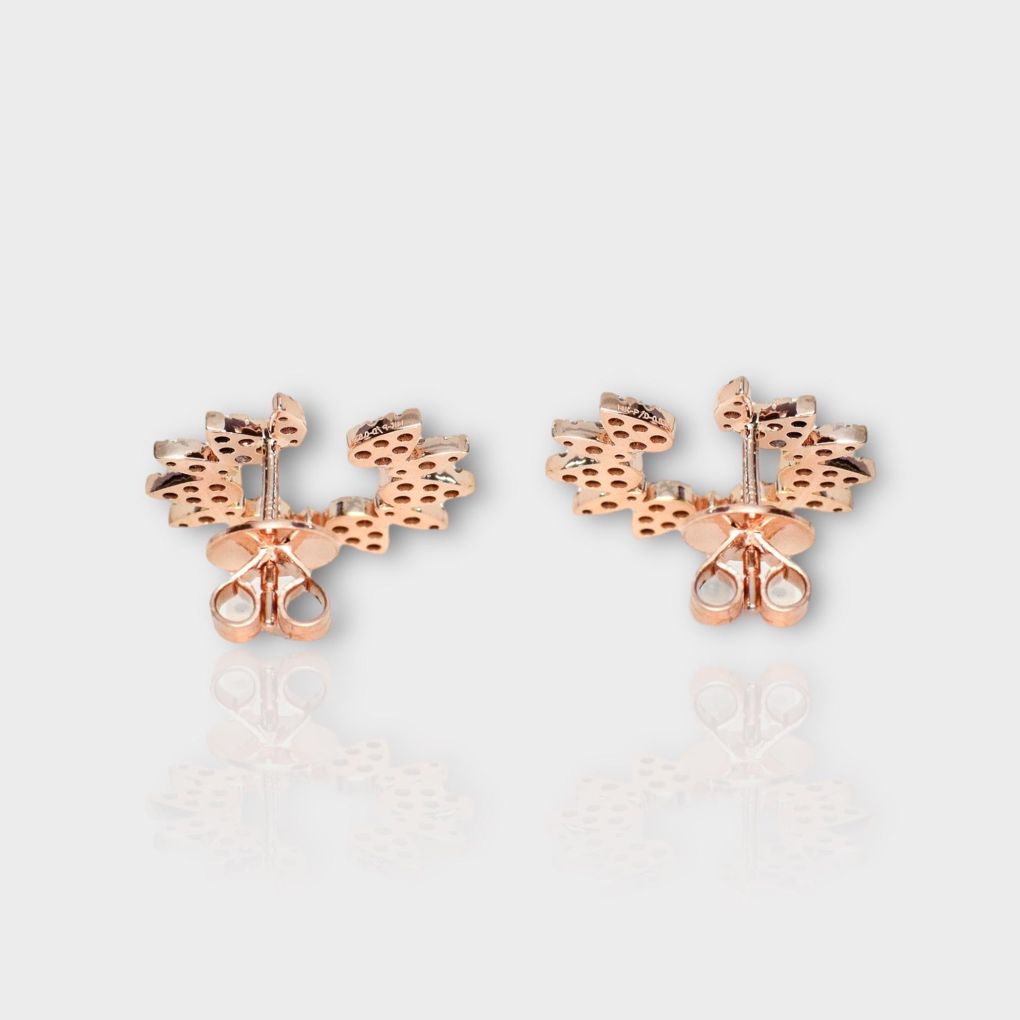 IGI 14K 0.84 ct Natural Pink Diamonds Radiant Design Stud Earrings For Sale 2
