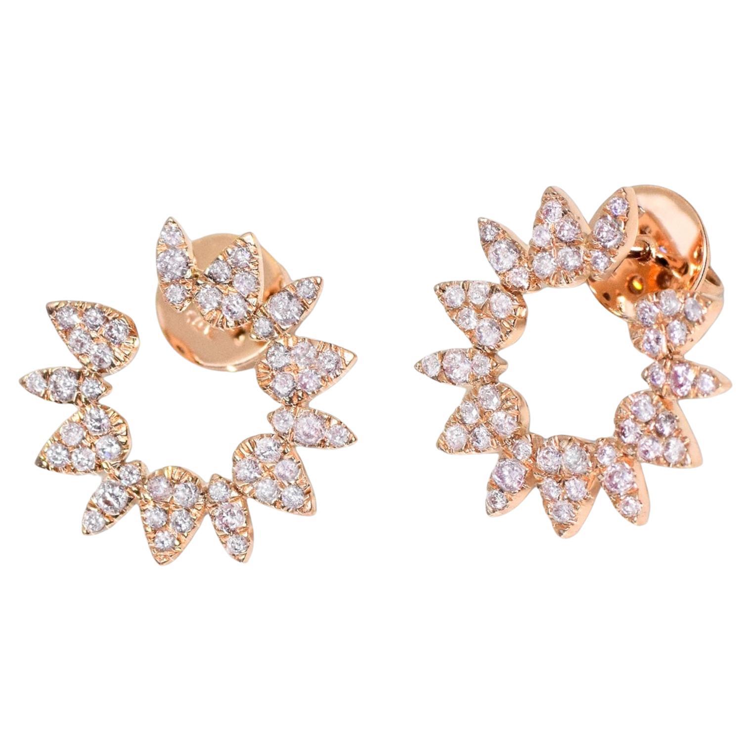IGI 14K 0.84 ct Natural Pink Diamonds Radiant Design Stud Earrings For Sale